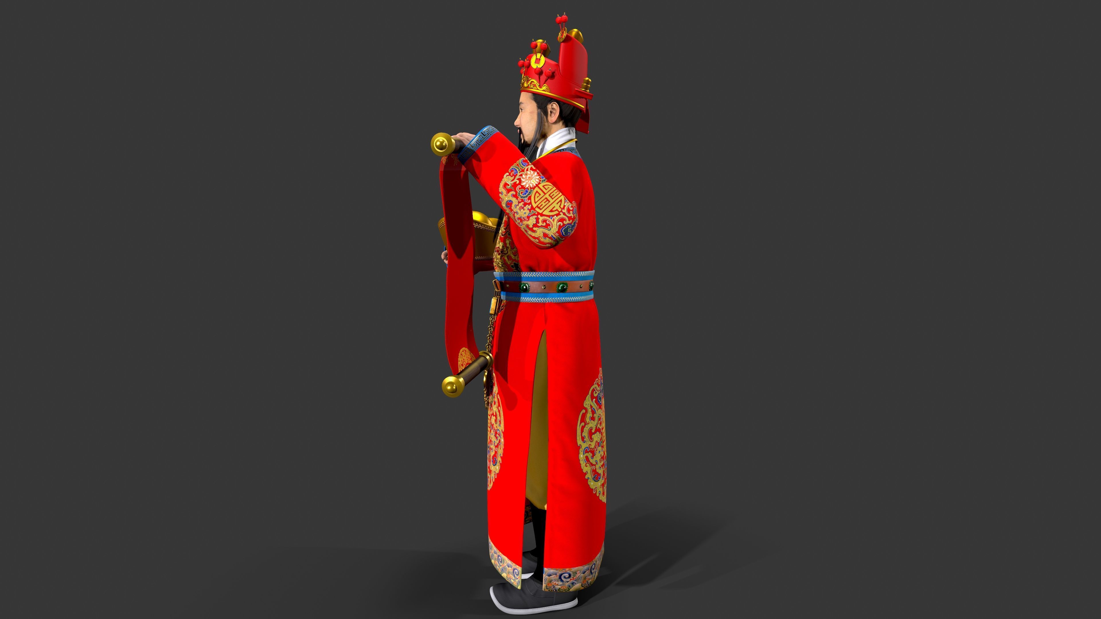 the God of Wealth Low-poly 3D model_13