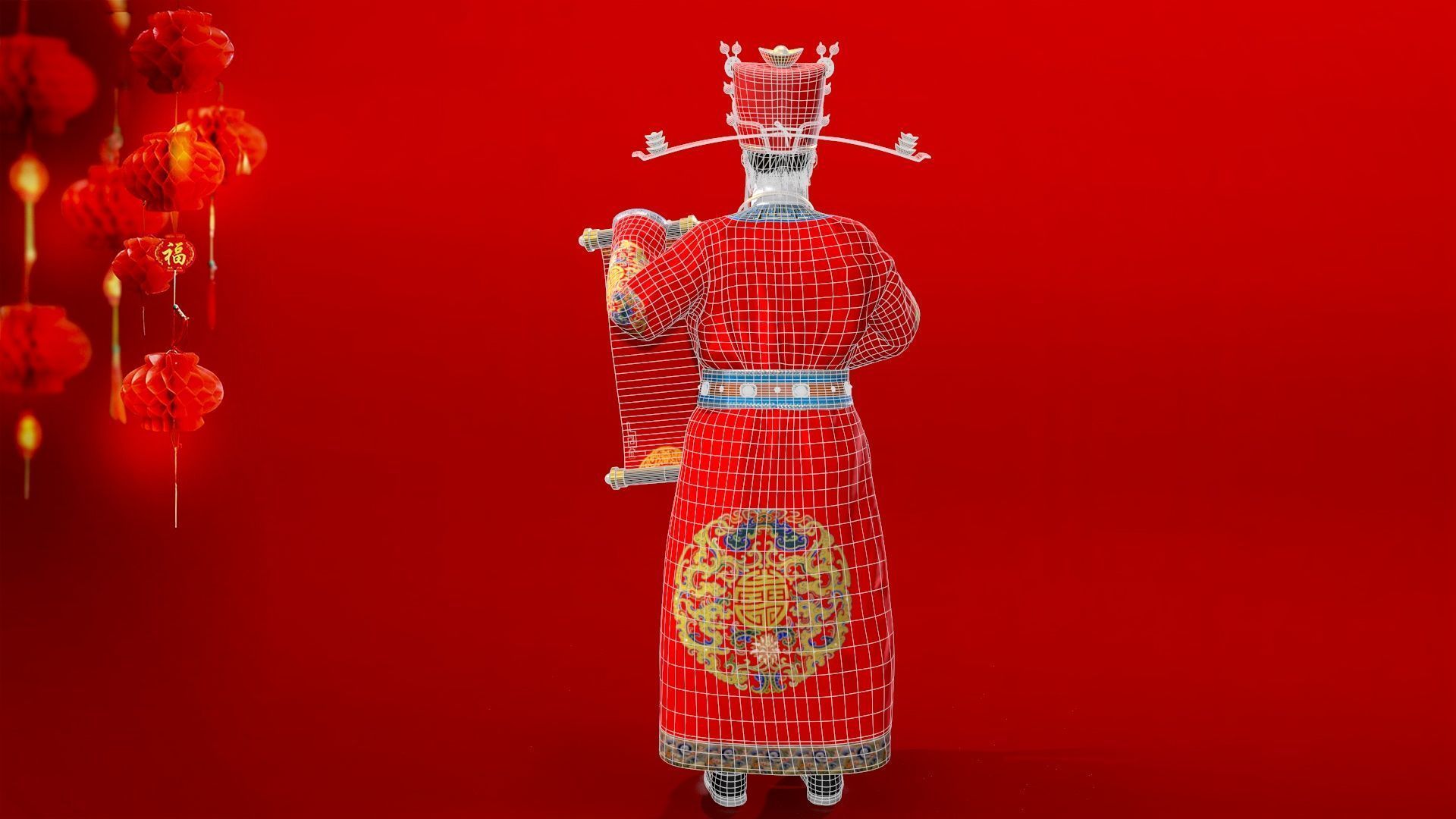 the God of Wealth Low-poly 3D model_10