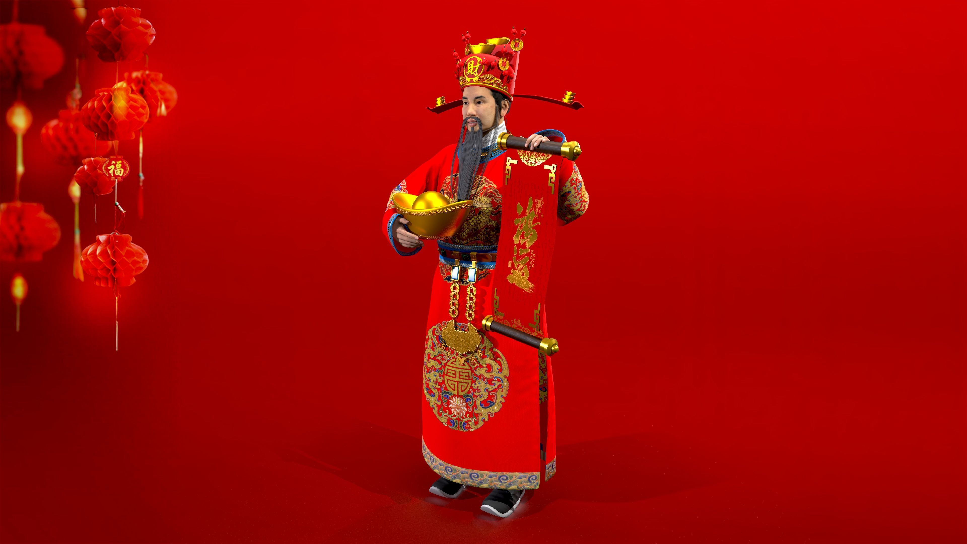 the God of Wealth Low-poly 3D model_6