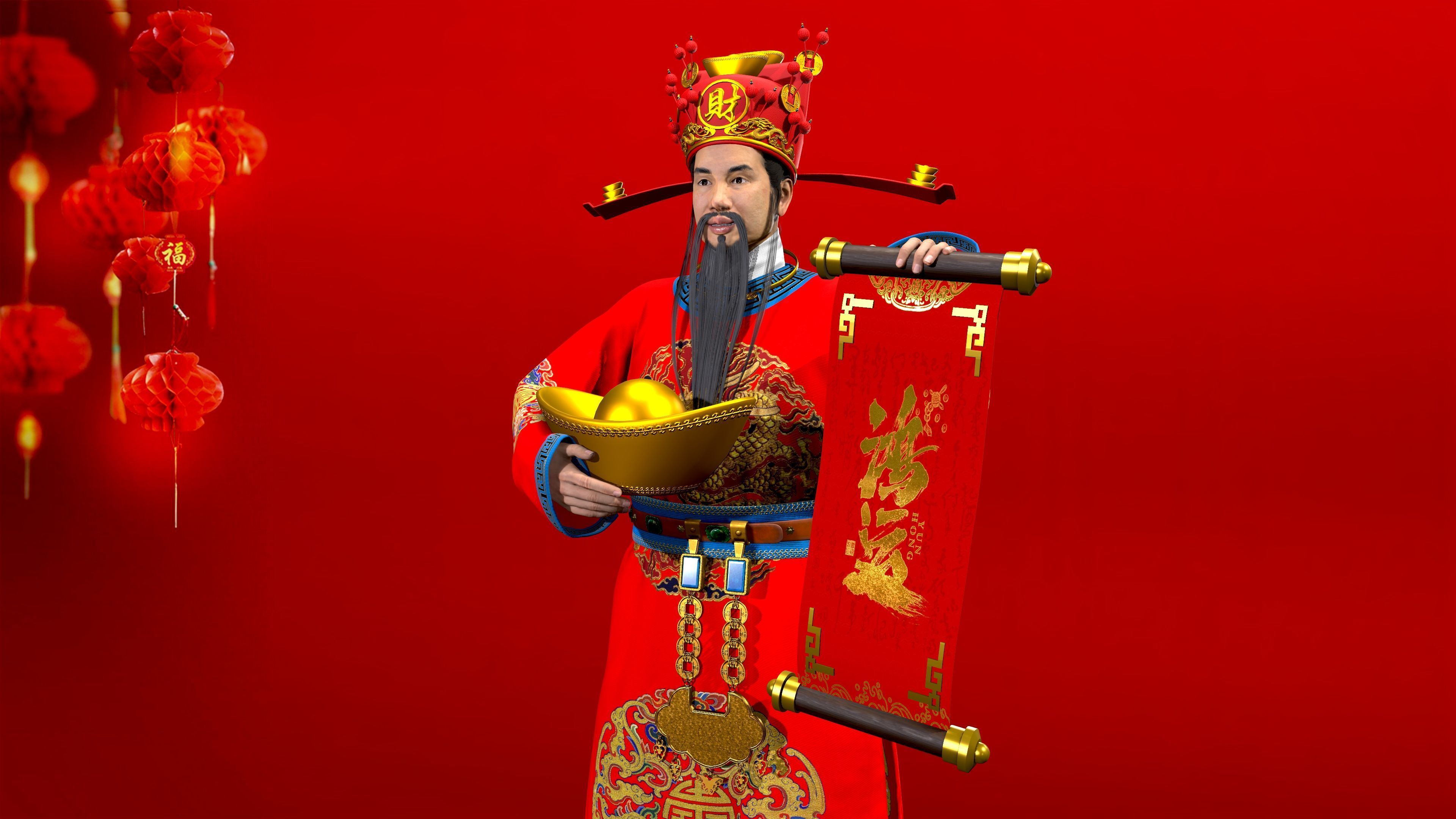 the God of Wealth Low-poly 3D model_3