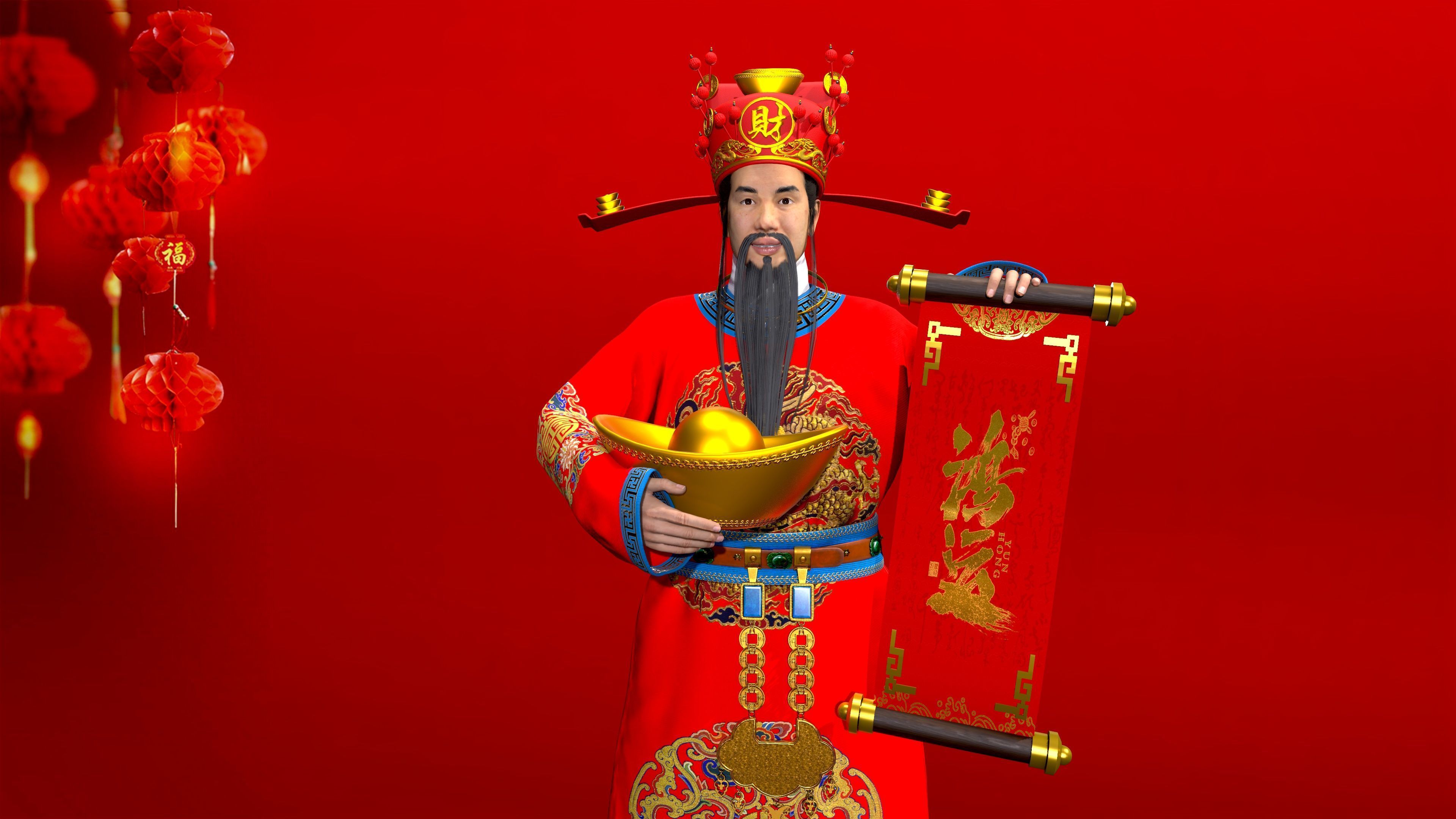 the God of Wealth Low-poly 3D model_4