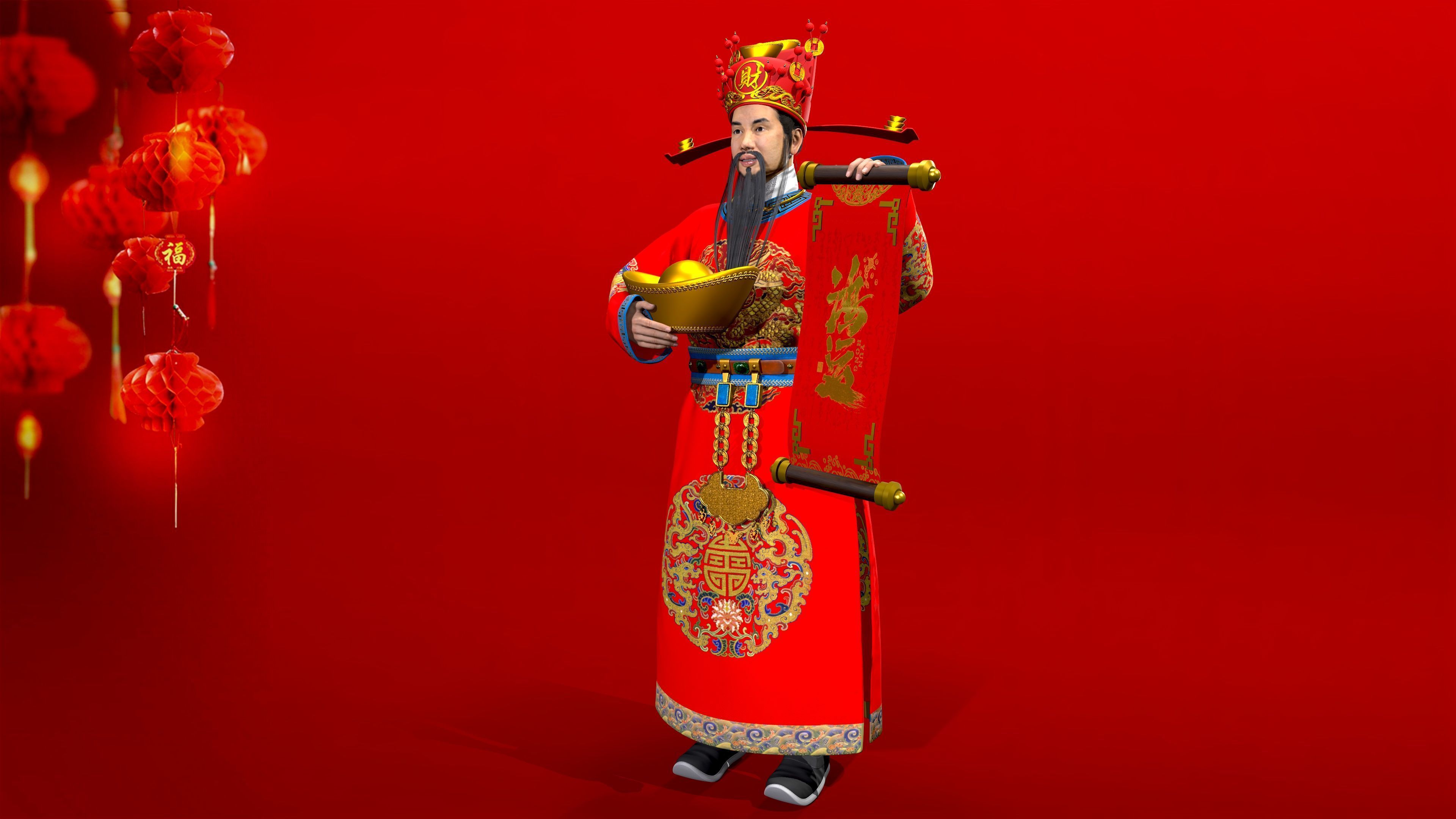 the God of Wealth Low-poly 3D model_1