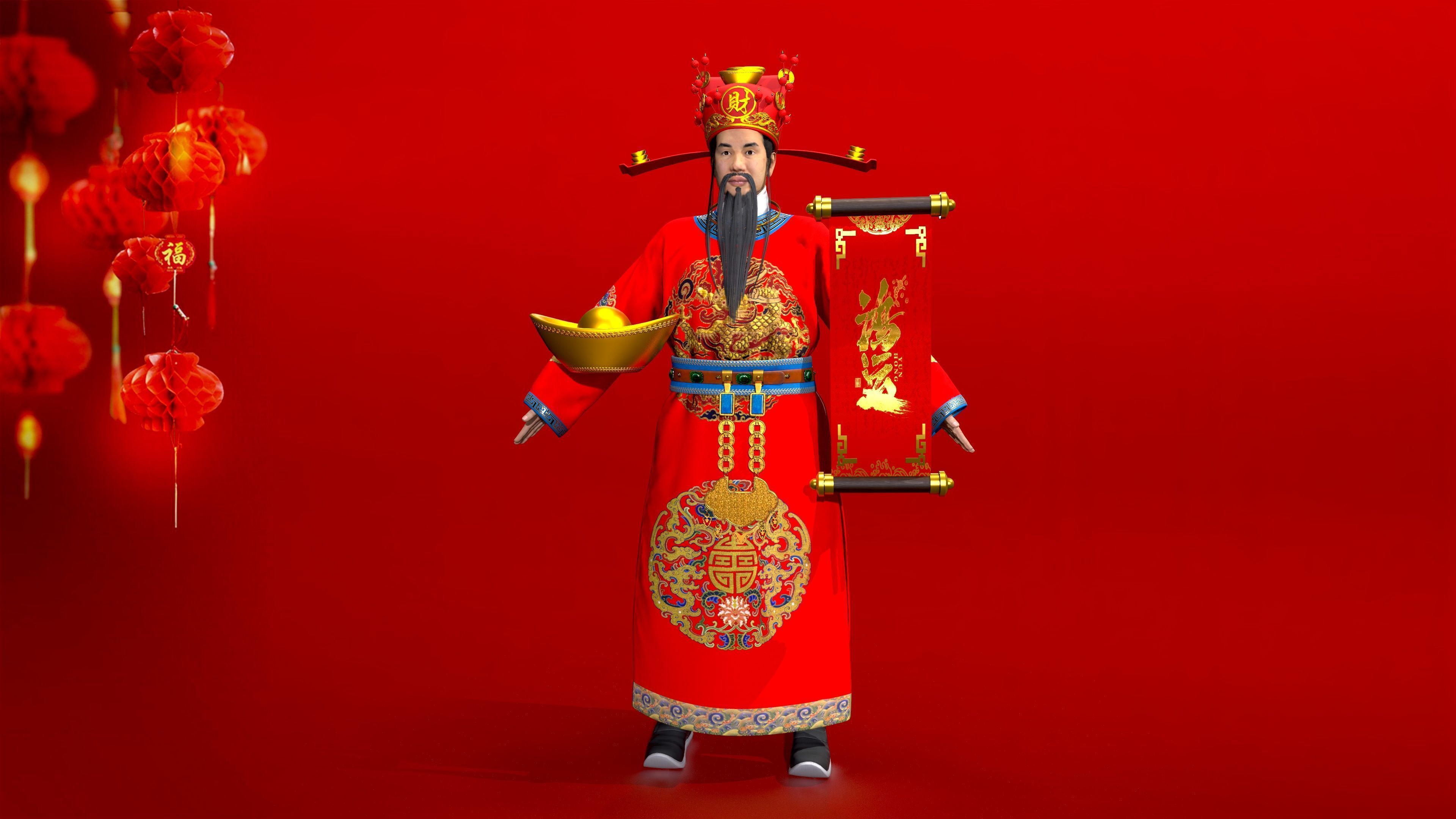 the God of Wealth Low-poly 3D model_7