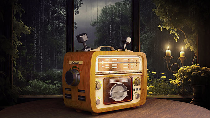 Vintage Radio Model Low-poly 3D model