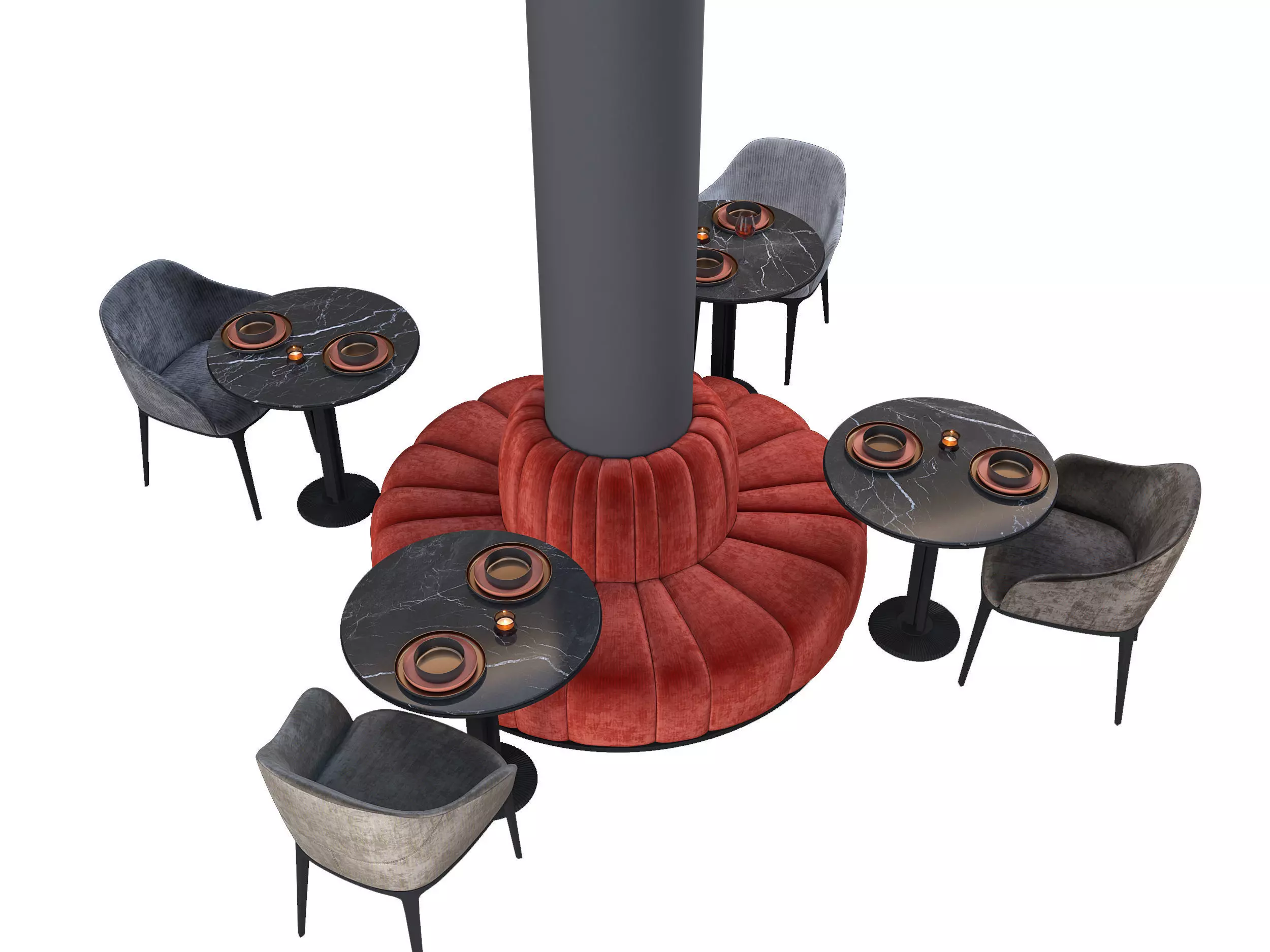 Round Column Sofa Set Serie part8 3D model_0