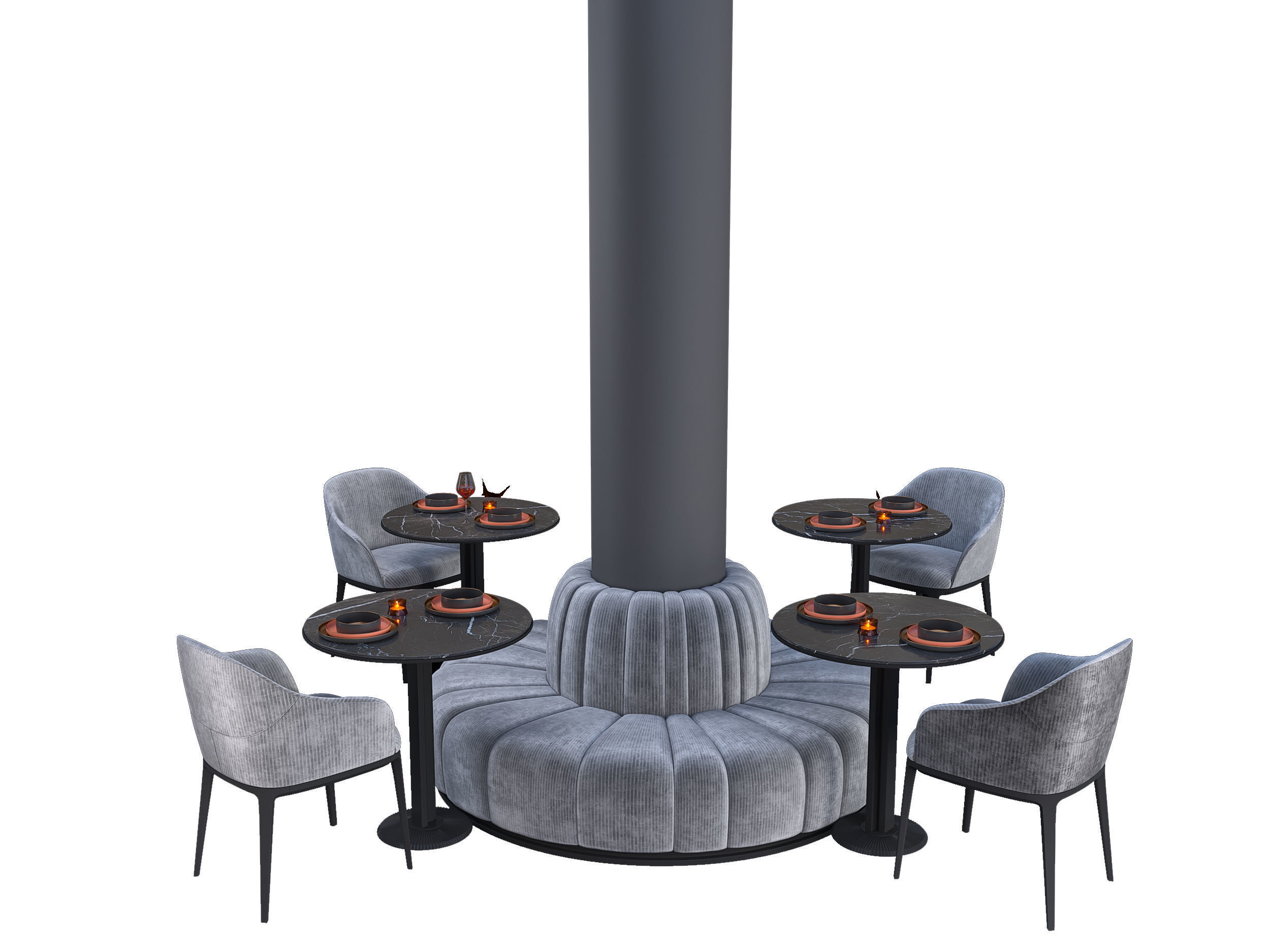 Round Column Sofa Set Serie part8 3D model_5