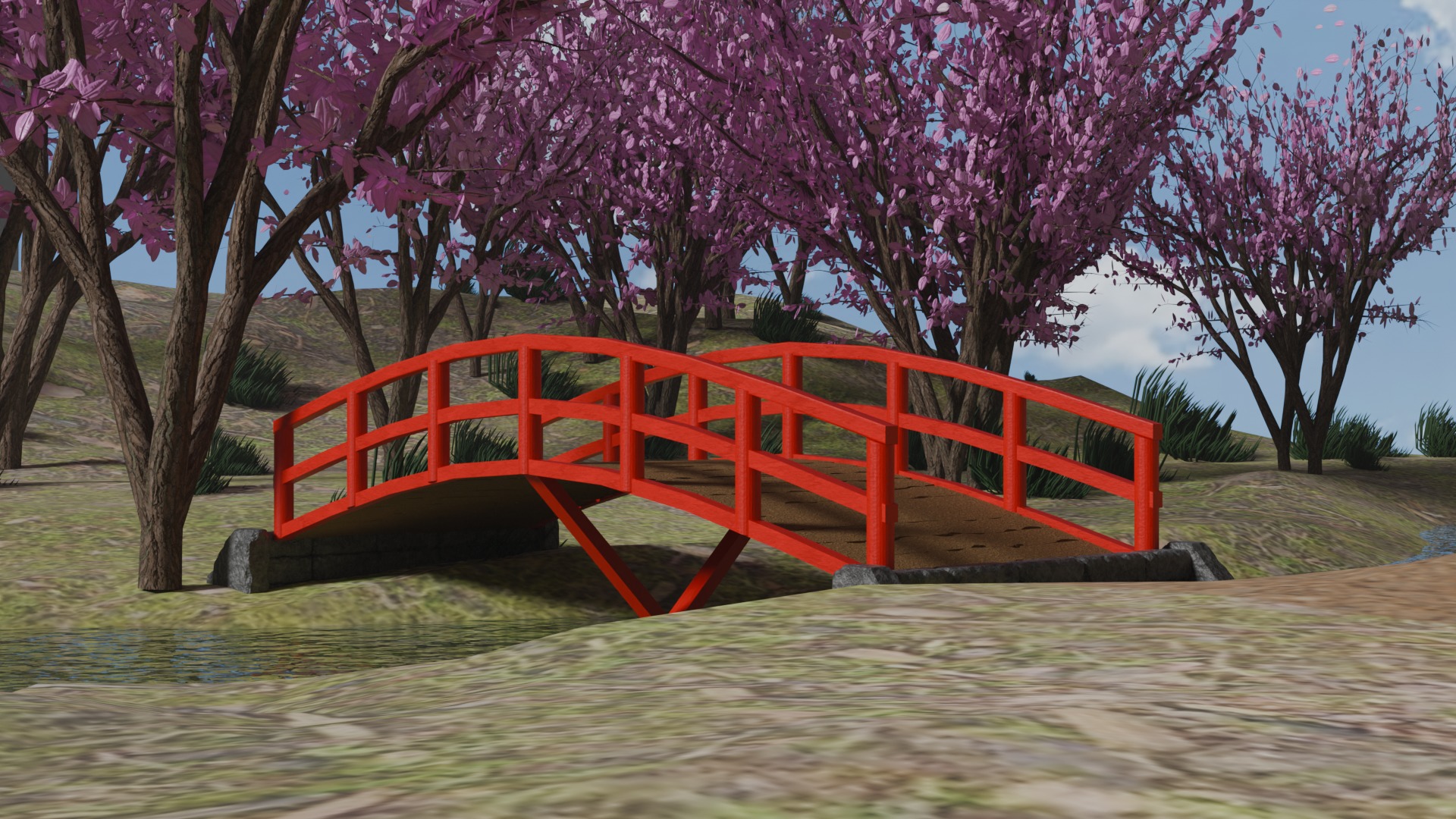 Samurai Bridge Landscape 3D model_3