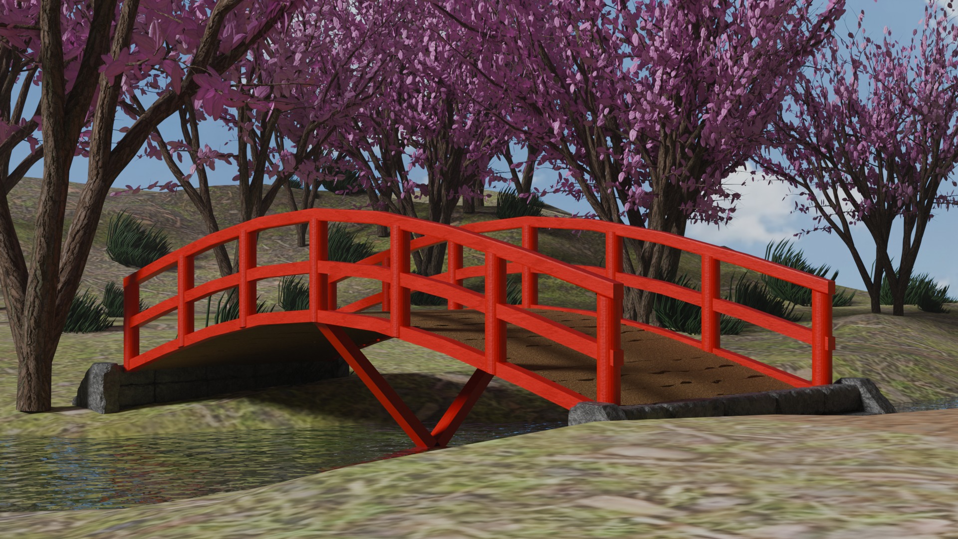Samurai Bridge Landscape 3D model_1