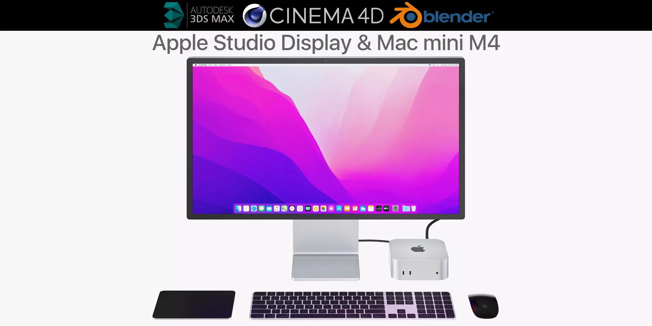 Apple Studio Display and Mac mini M4 full set 2 3D model