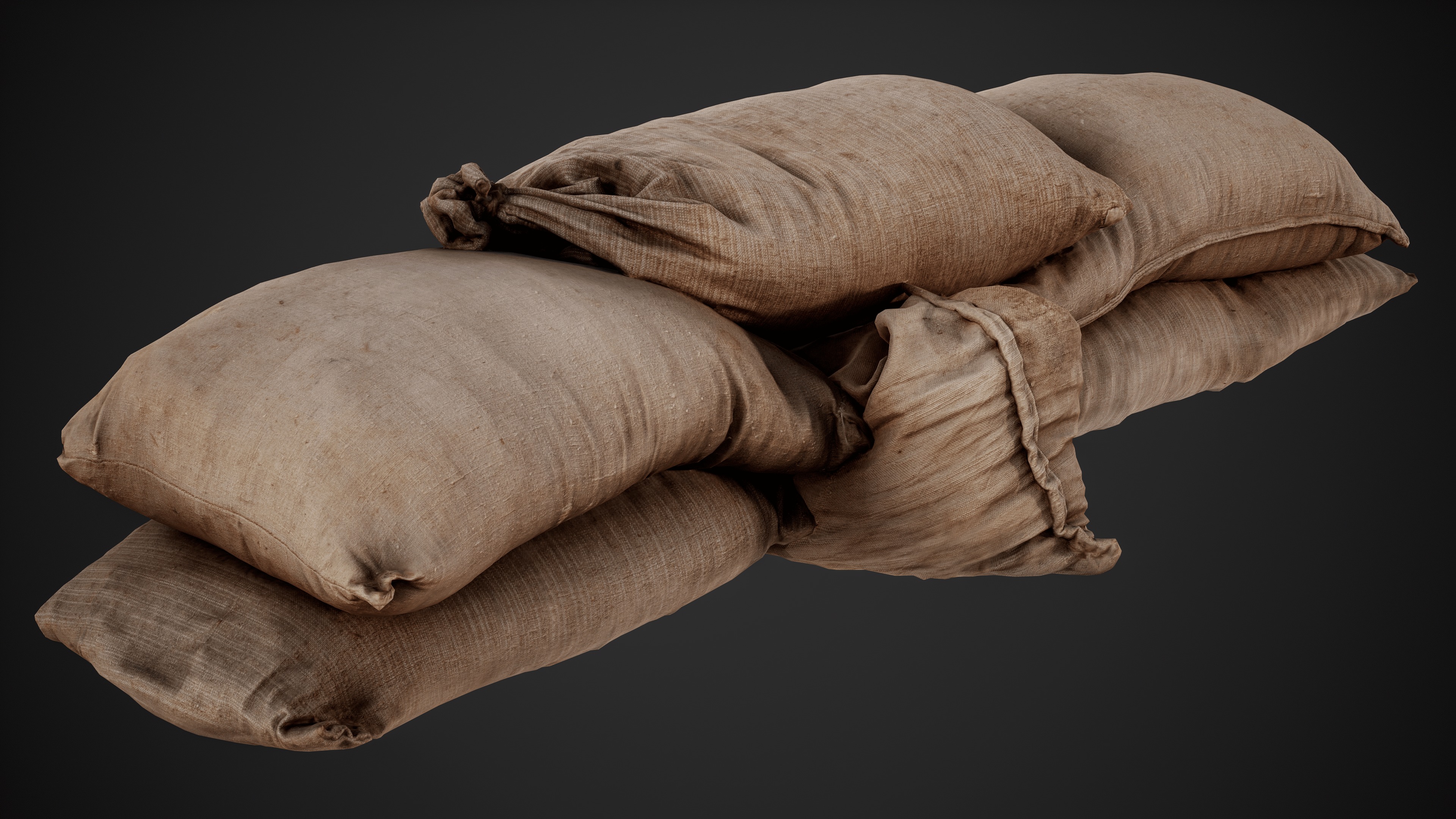 Realistic pile of old burlap bags 09 photo scan Low-poly 3D model_3