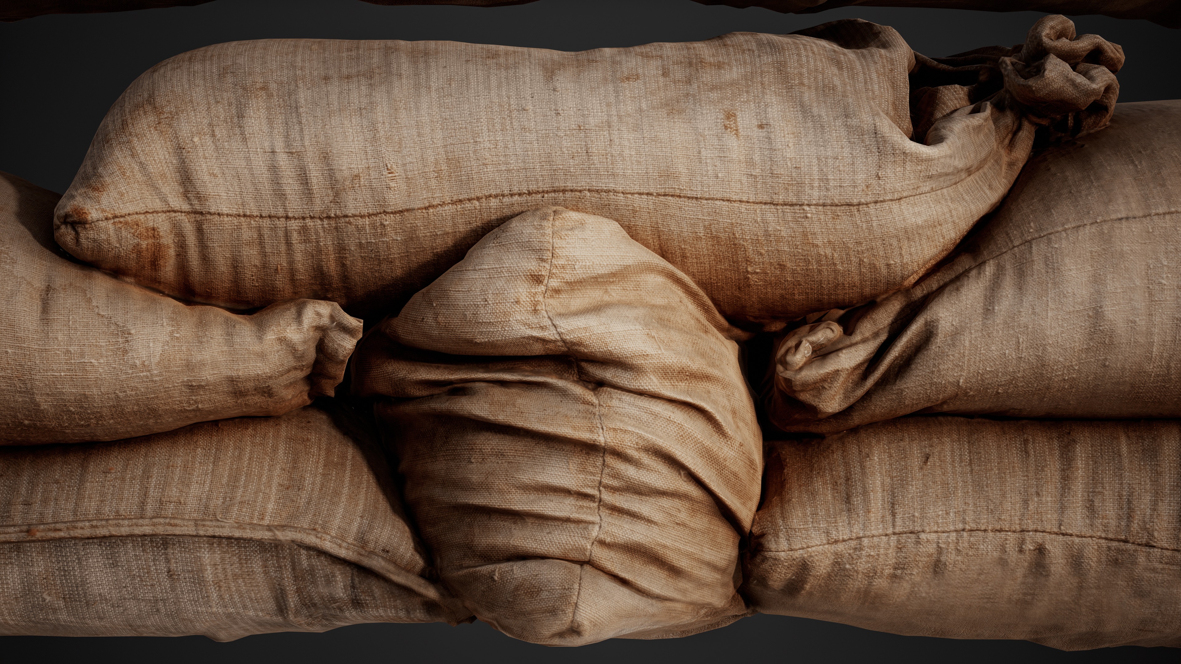 Realistic pile of old burlap bags 09 photo scan Low-poly 3D model_8