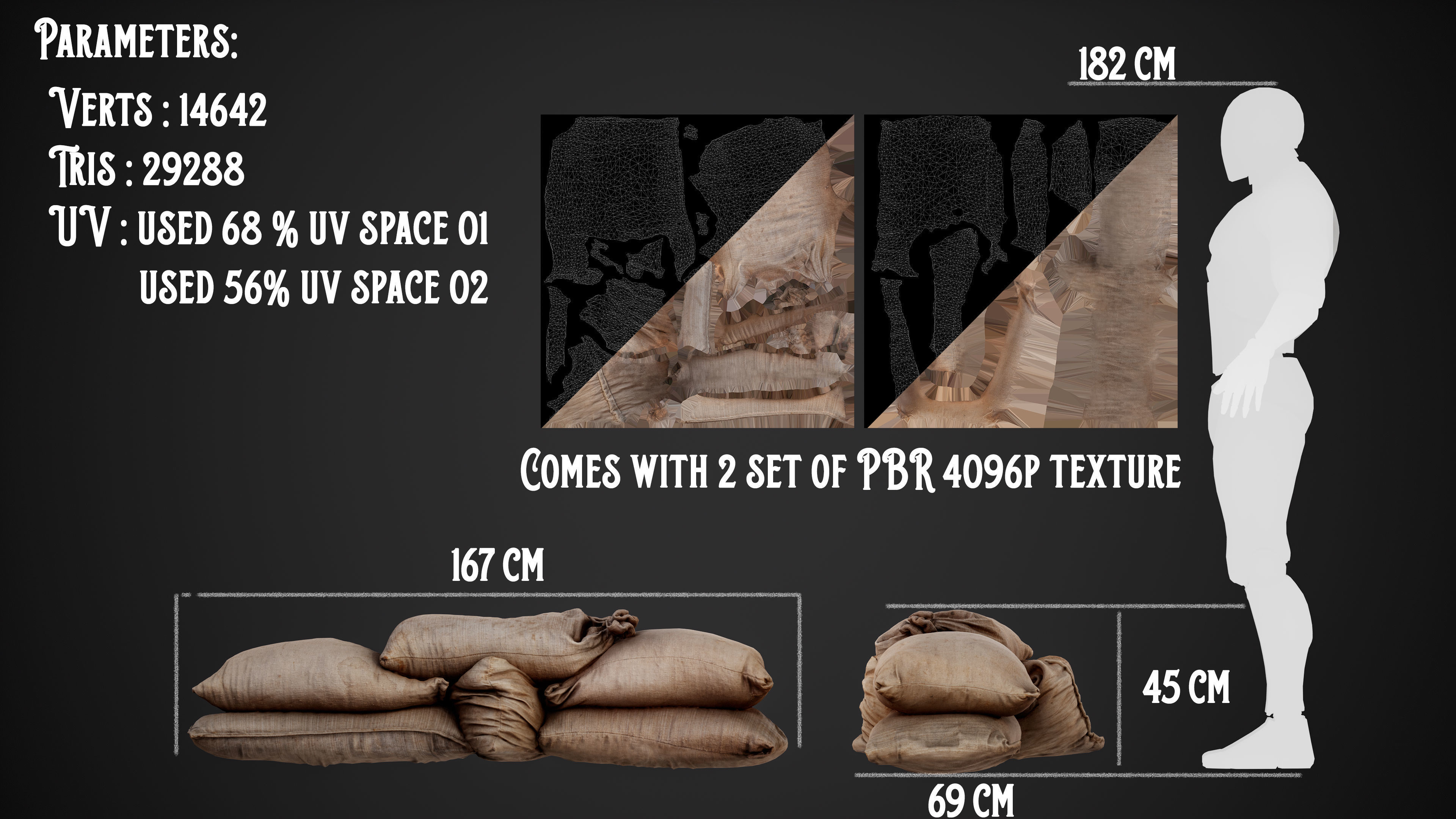 Realistic pile of old burlap bags 09 photo scan Low-poly 3D model_6