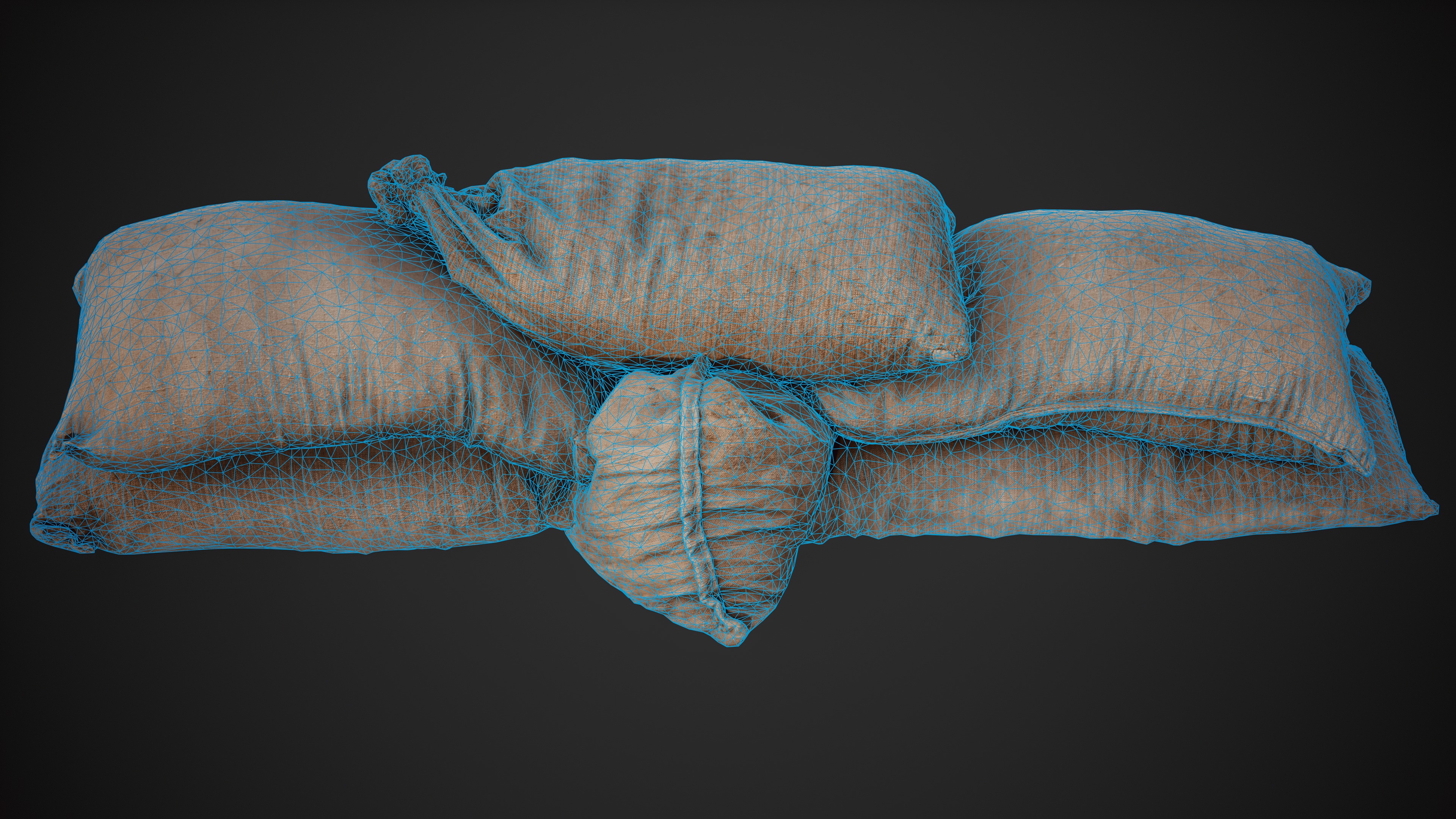 Realistic pile of old burlap bags 09 photo scan Low-poly 3D model_15