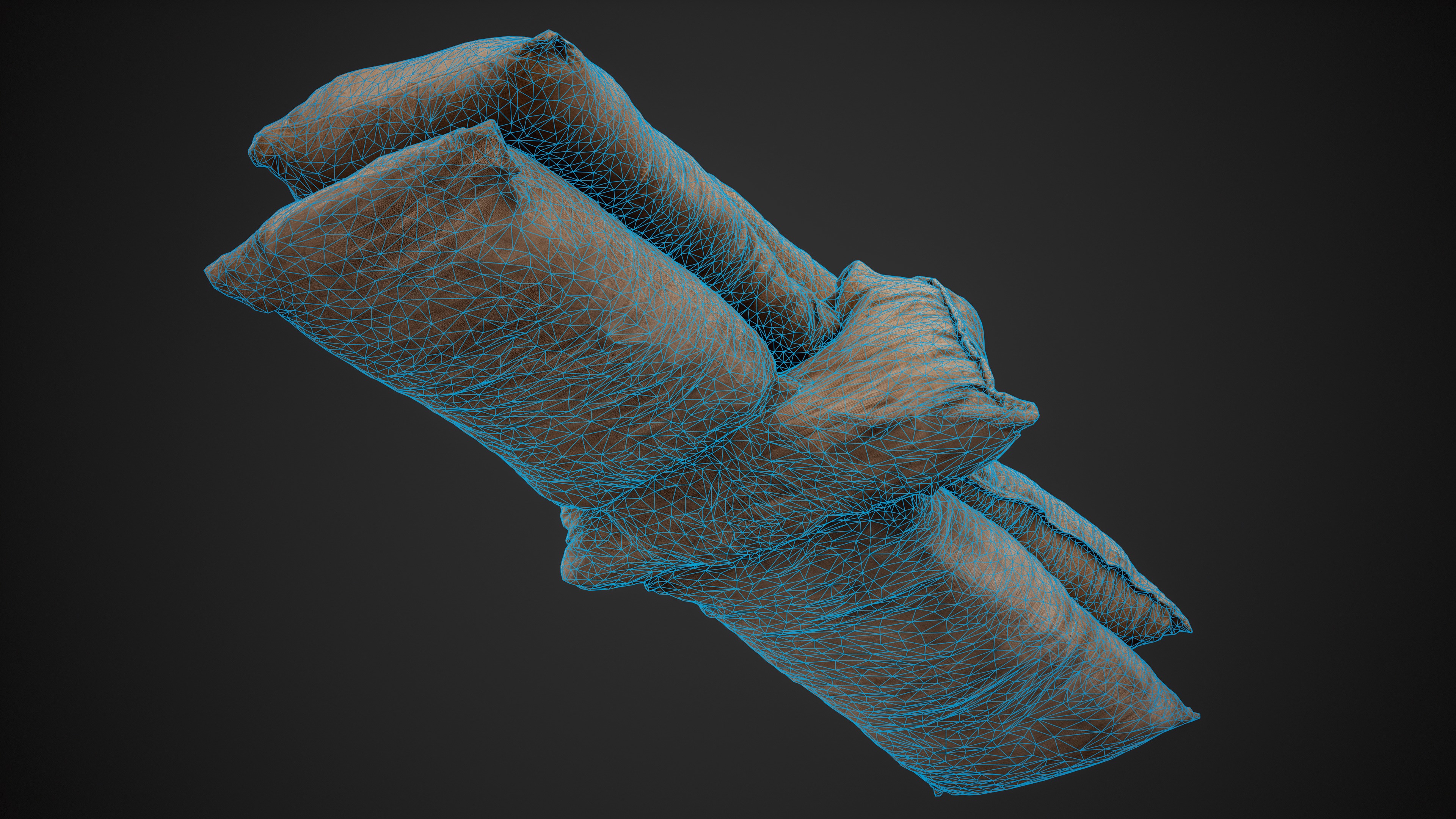 Realistic pile of old burlap bags 09 photo scan Low-poly 3D model_16