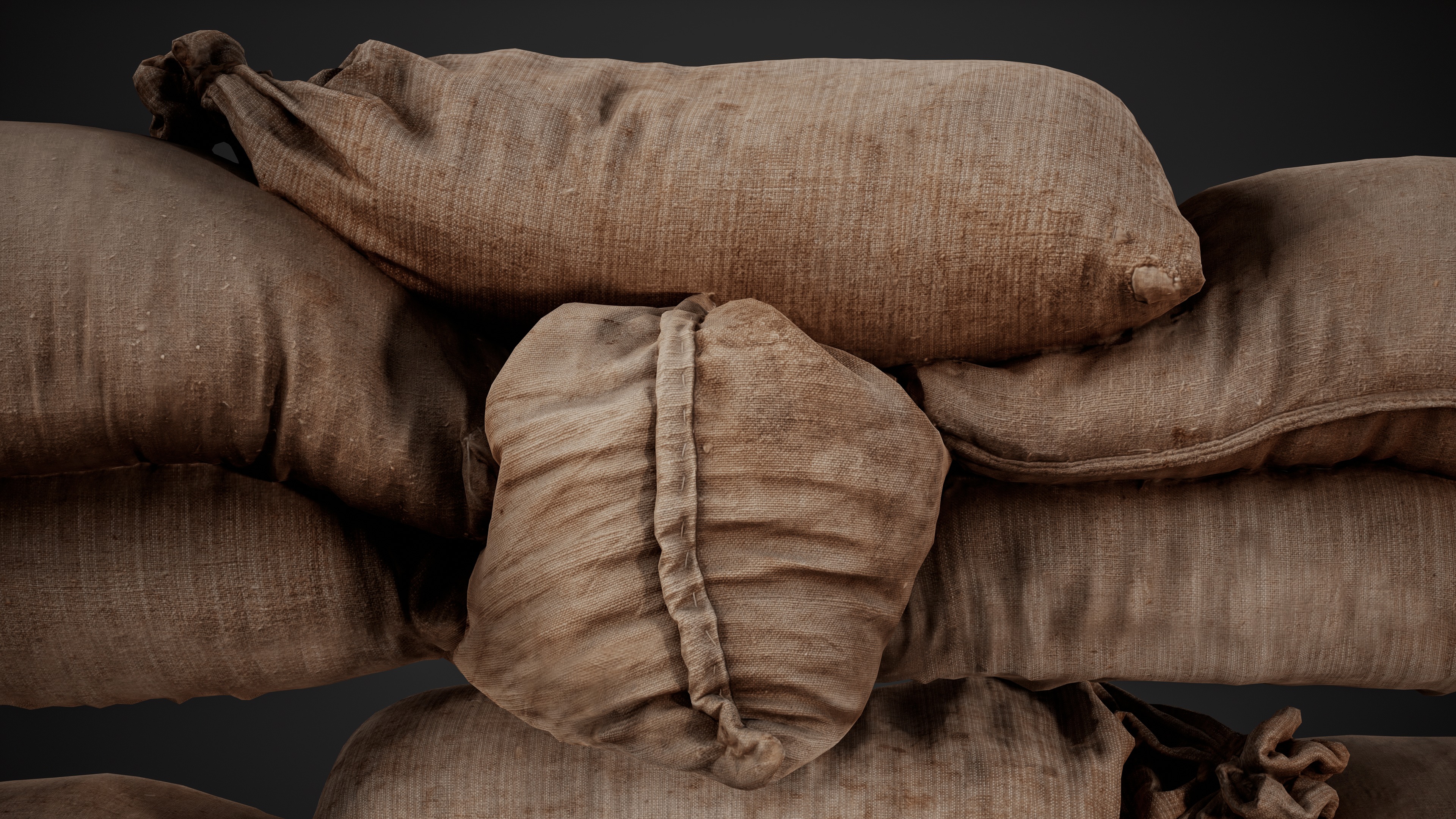 Realistic pile of old burlap bags 09 photo scan Low-poly 3D model_7