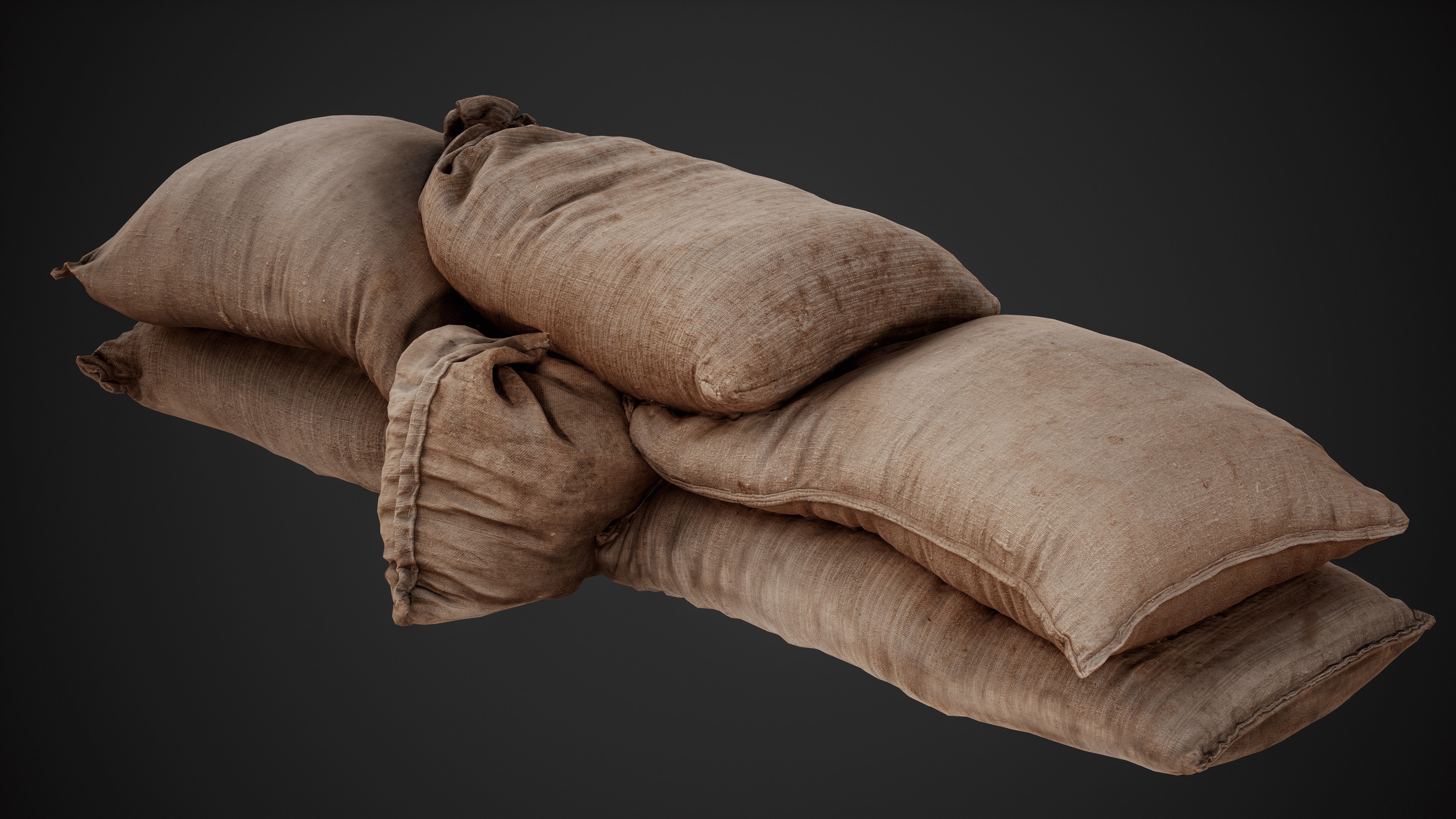 Realistic pile of old burlap bags 09 photo scan Low-poly 3D model_4