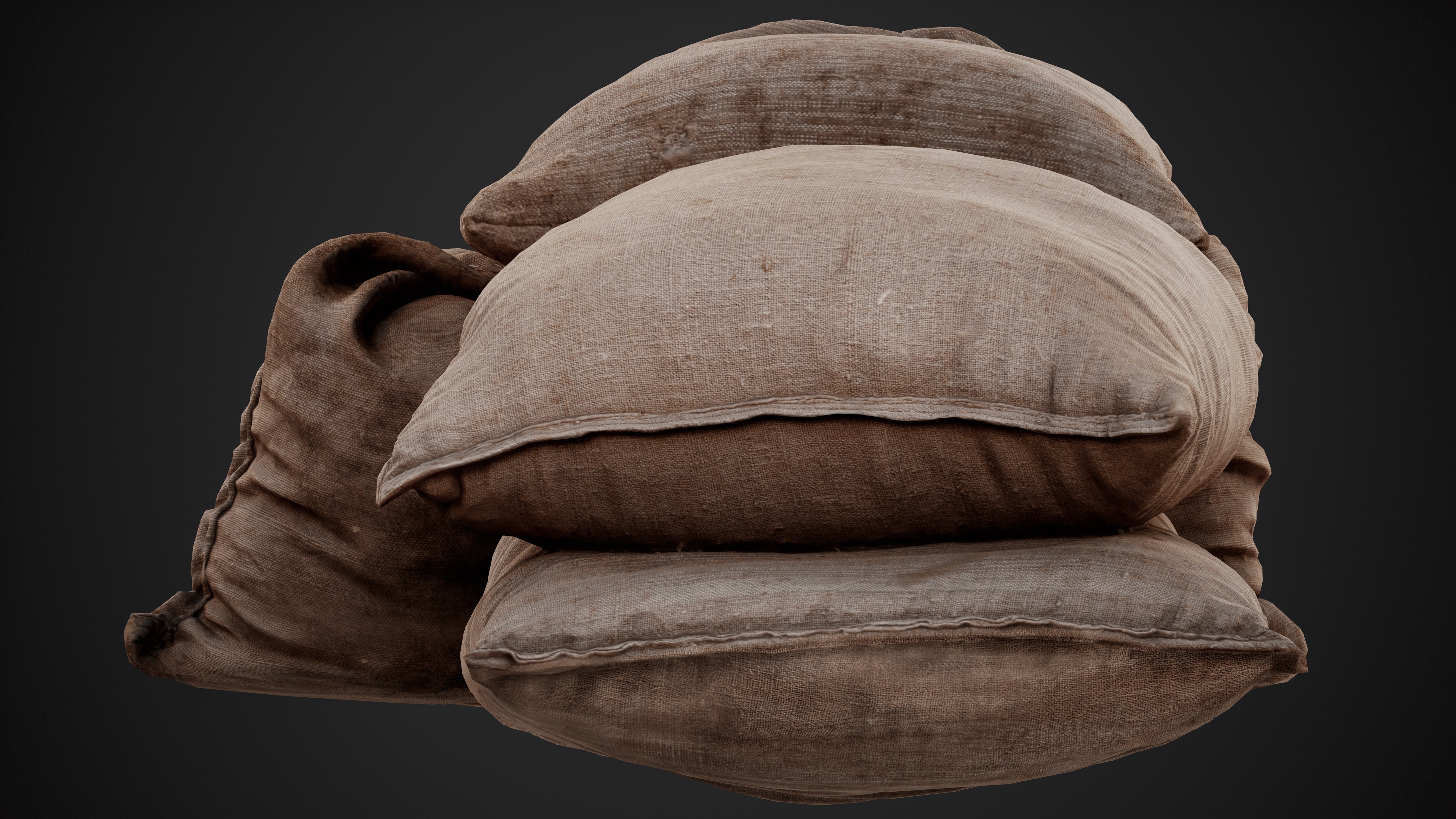 Realistic pile of old burlap bags 09 photo scan Low-poly 3D model_10