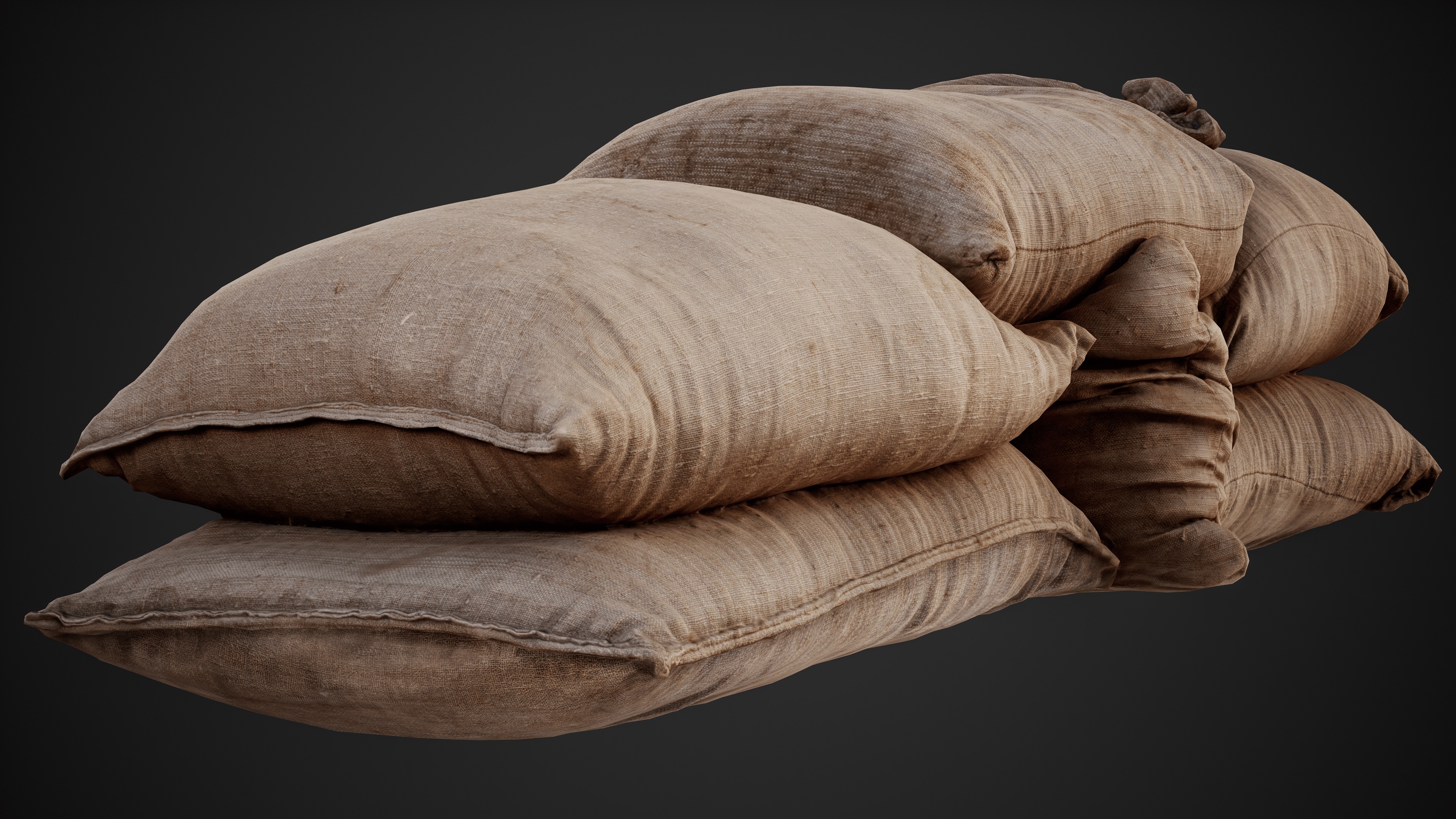 Realistic pile of old burlap bags 09 photo scan Low-poly 3D model_9
