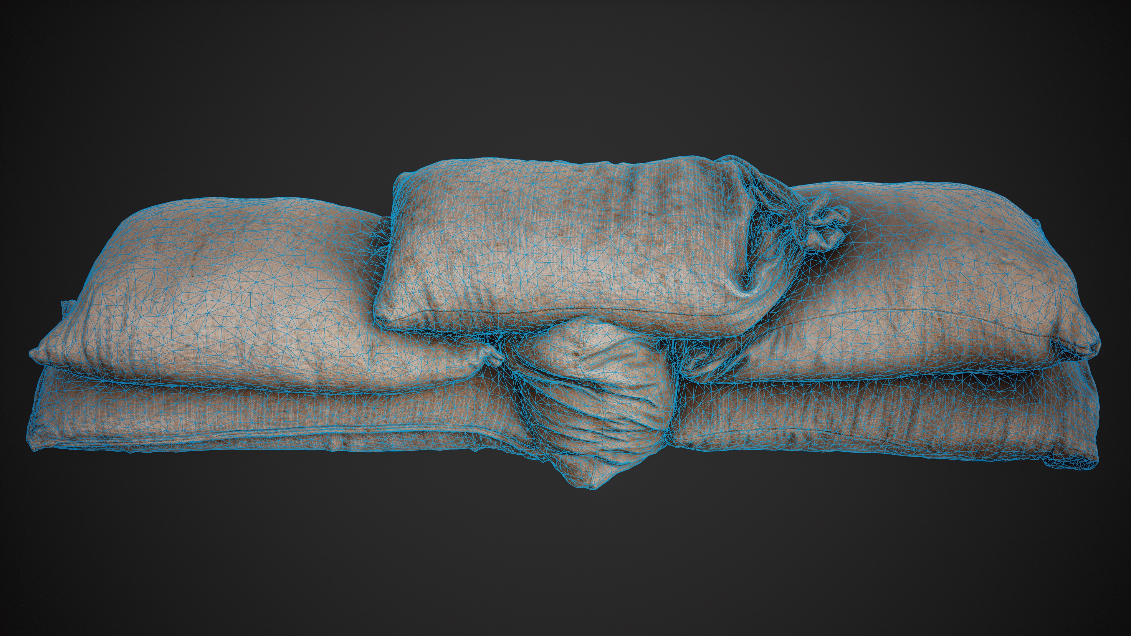 Realistic pile of old burlap bags 09 photo scan Low-poly 3D model_14