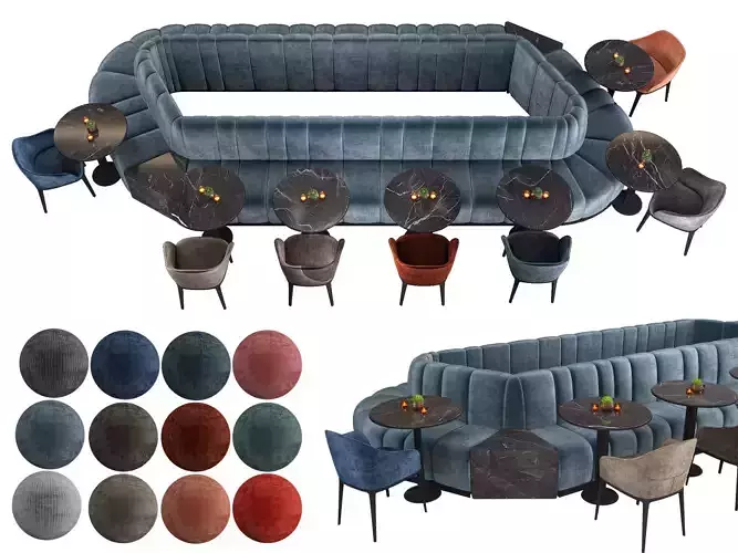 Exhibition and Restautant Big Sofa Serie set of part9