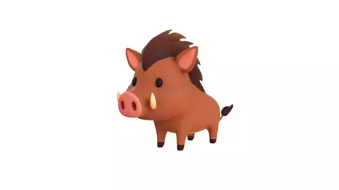 Cartoon Wild Boar Animal 3D Model for Cartoon Characters 