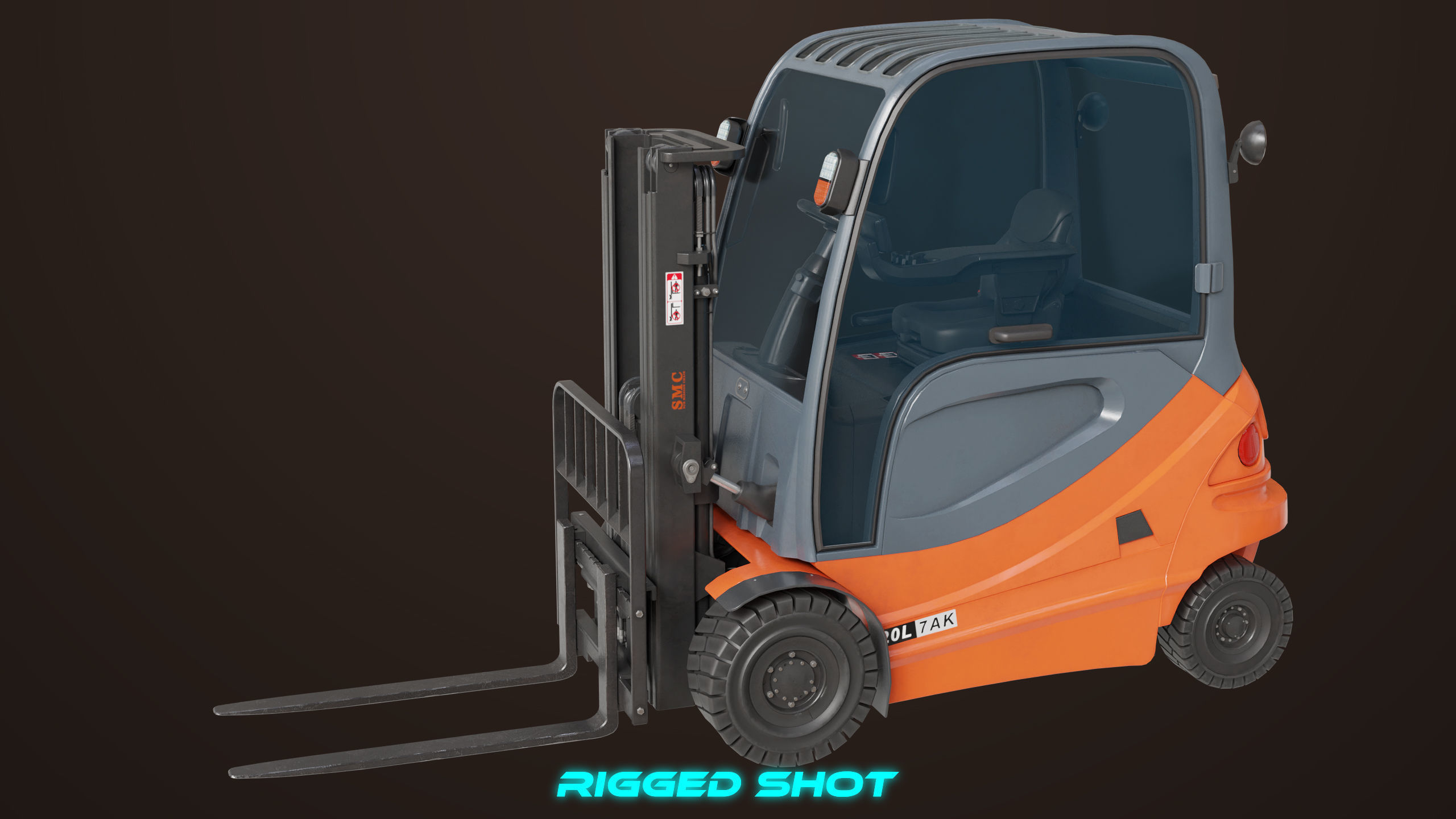 Forklift Truck 01 Orange All PBR Unity UE Textures Low-poly 3D model_26
