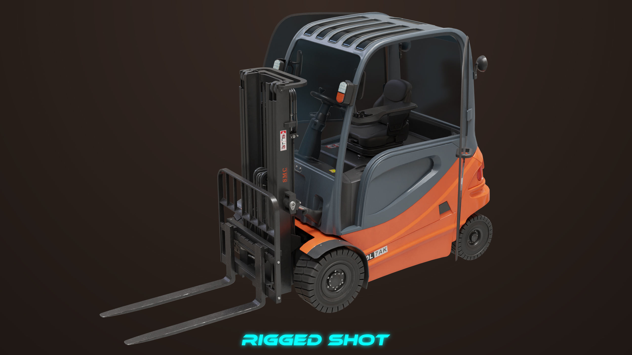 Forklift Truck 01 Orange All PBR Unity UE Textures Low-poly 3D model_33