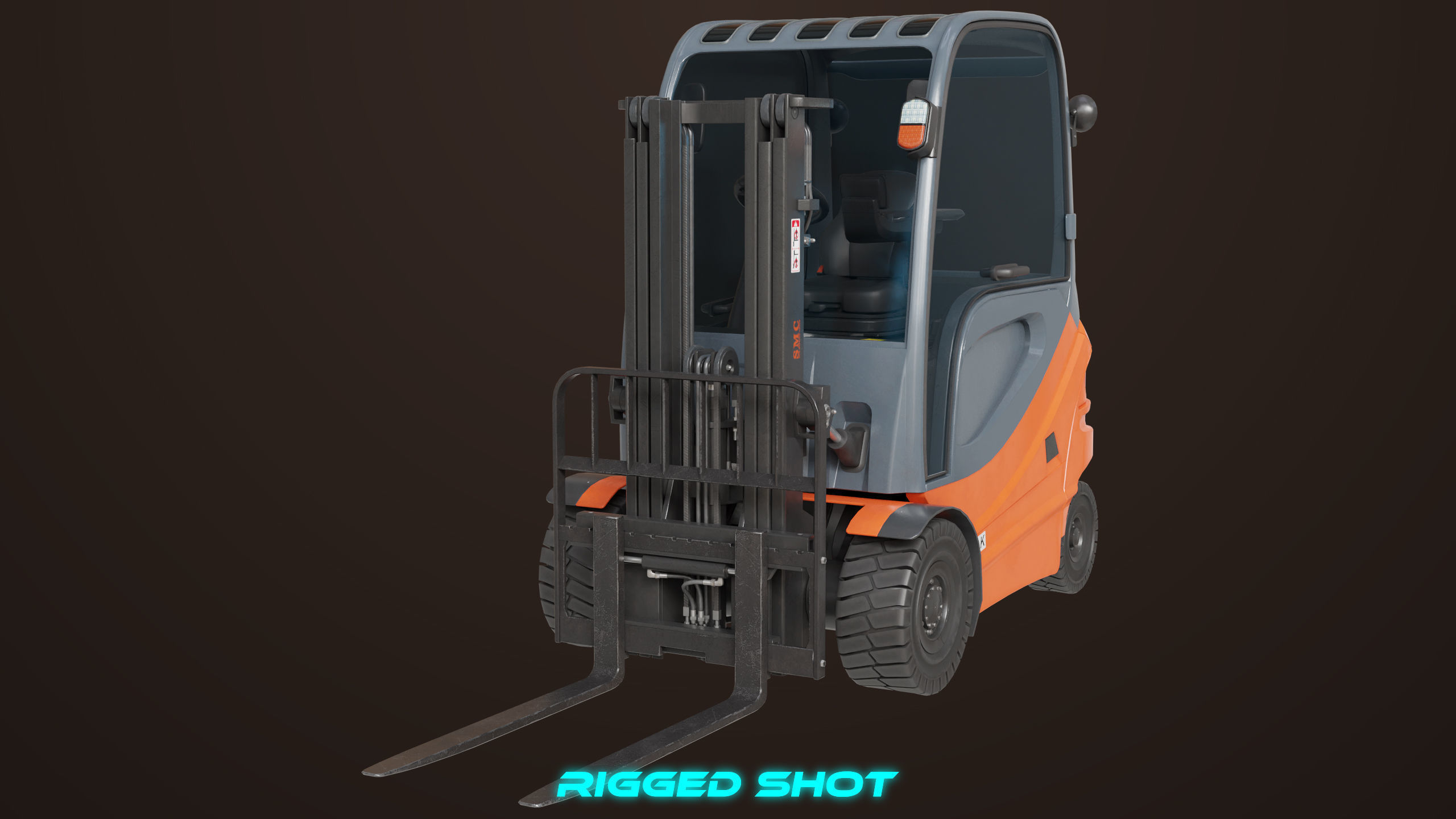Forklift Truck 01 Orange All PBR Unity UE Textures Low-poly 3D model_20