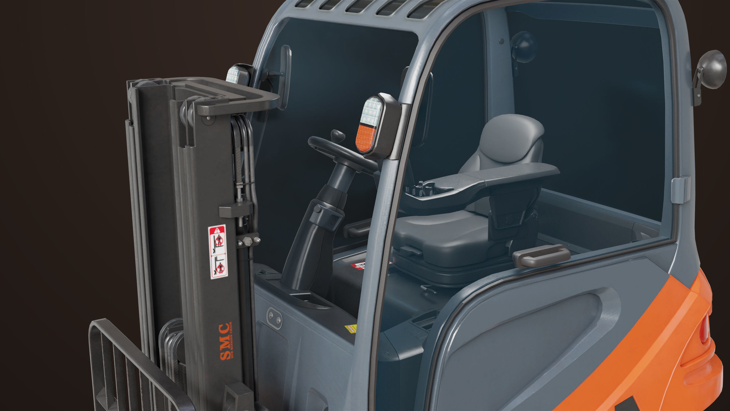 Forklift Truck 01 Orange All PBR Unity UE Textures Low-poly 3D model_17