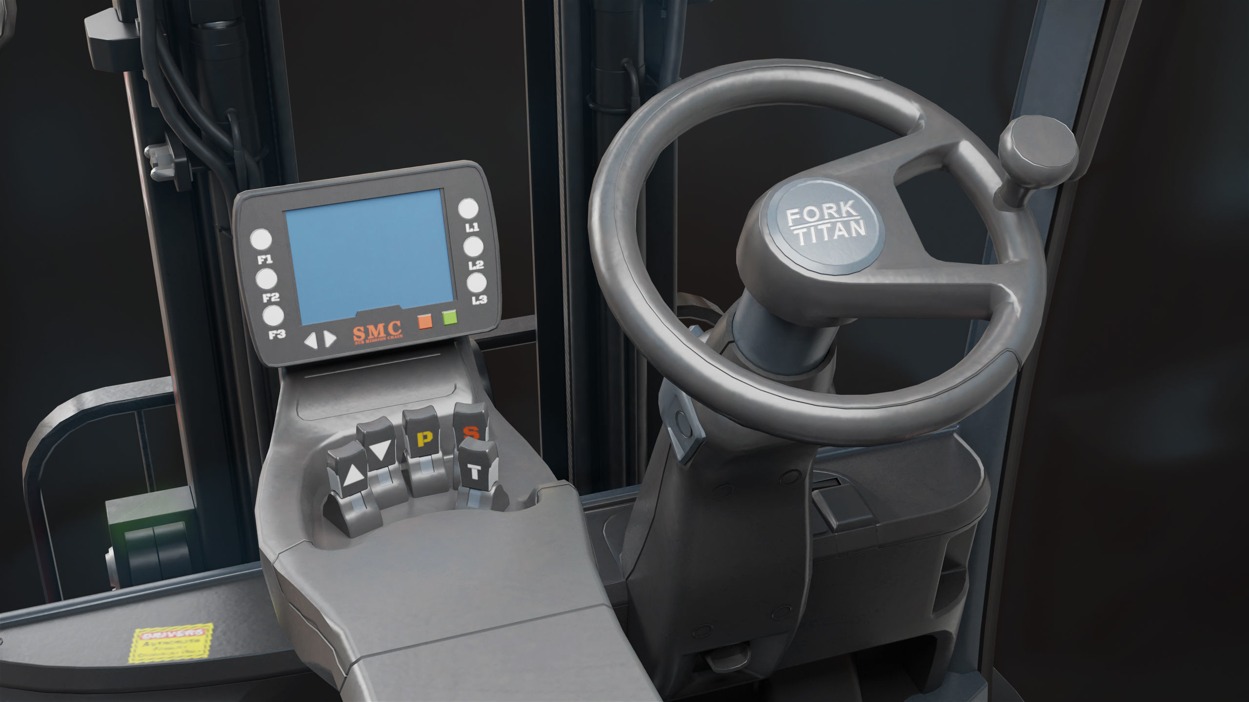 Forklift Truck 01 Orange All PBR Unity UE Textures Low-poly 3D model_11