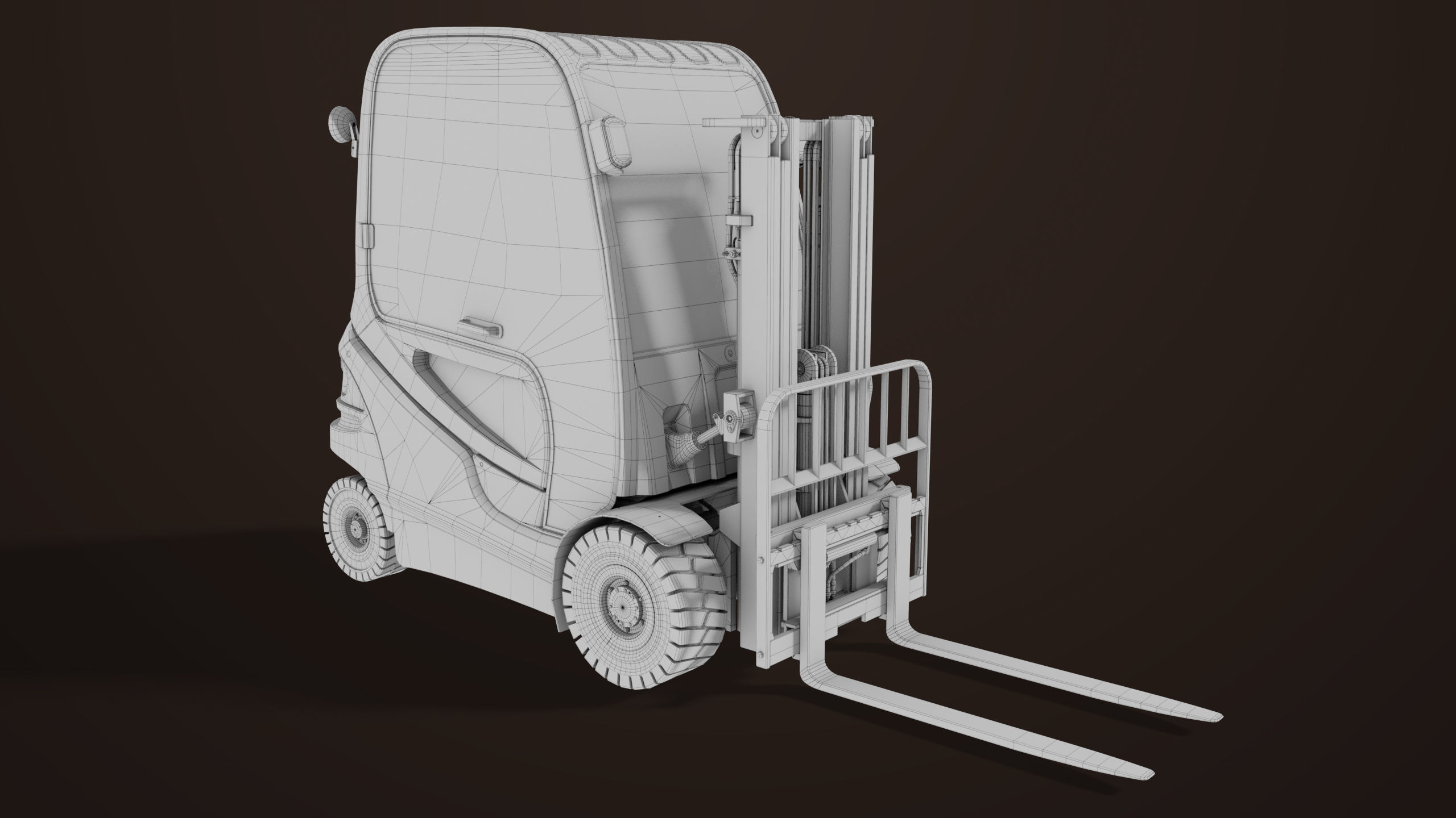 Forklift Truck 01 Orange All PBR Unity UE Textures Low-poly 3D model_38