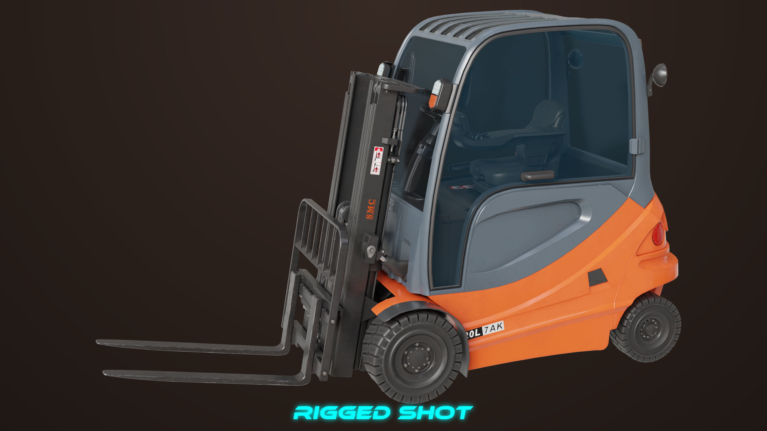 Forklift Truck 01 Orange All PBR Unity UE Textures Low-poly 3D model_28