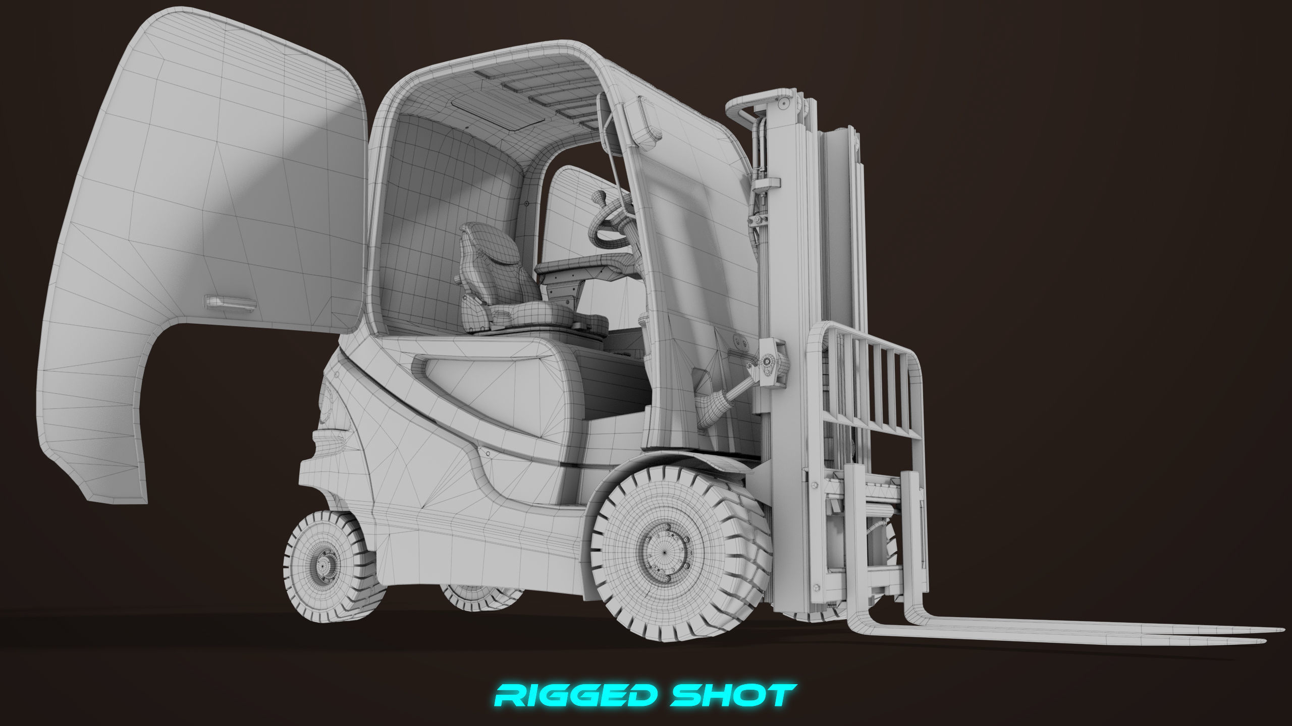 Forklift Truck 01 Orange All PBR Unity UE Textures Low-poly 3D model_47