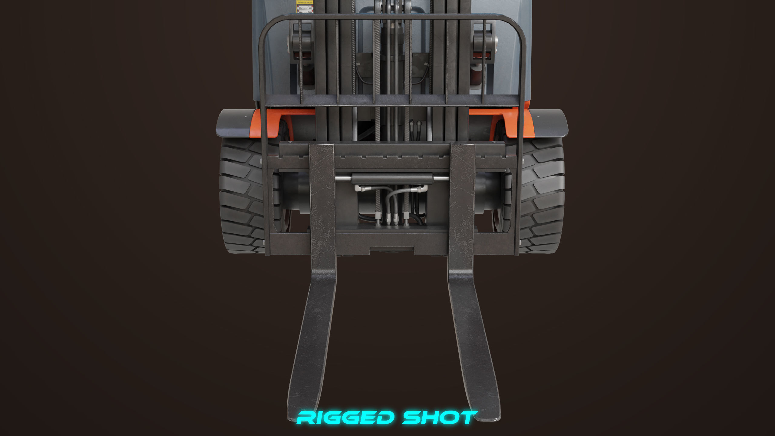 Forklift Truck 01 Orange All PBR Unity UE Textures Low-poly 3D model_23
