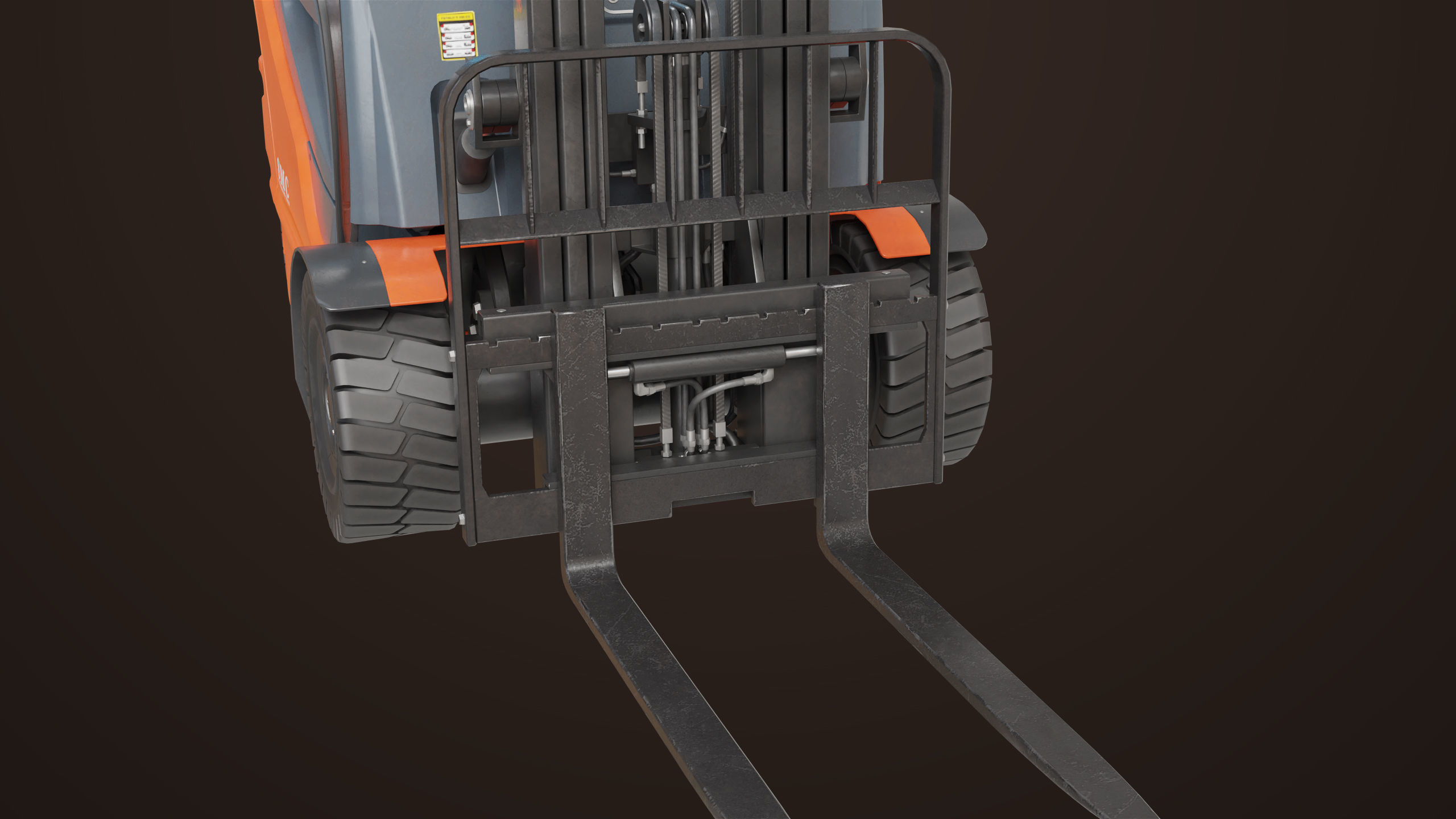 Forklift Truck 01 Orange All PBR Unity UE Textures Low-poly 3D model_16