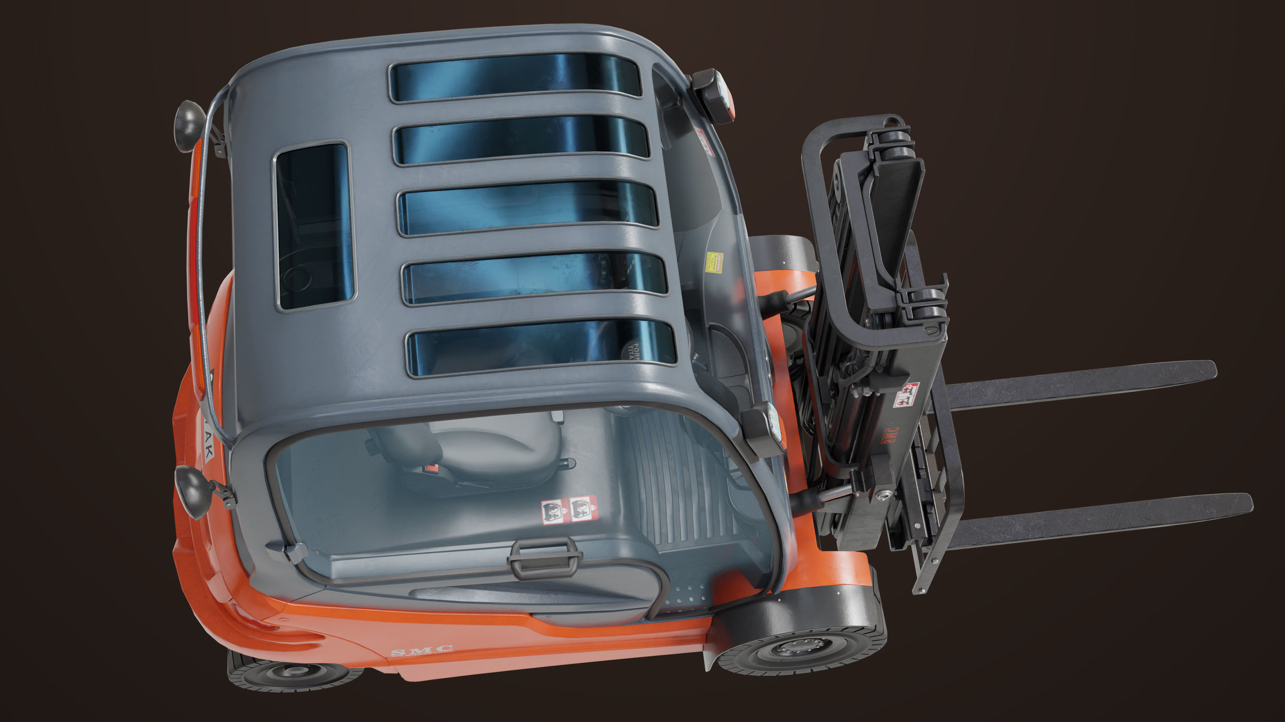 Forklift Truck 01 Orange All PBR Unity UE Textures Low-poly 3D model_10
