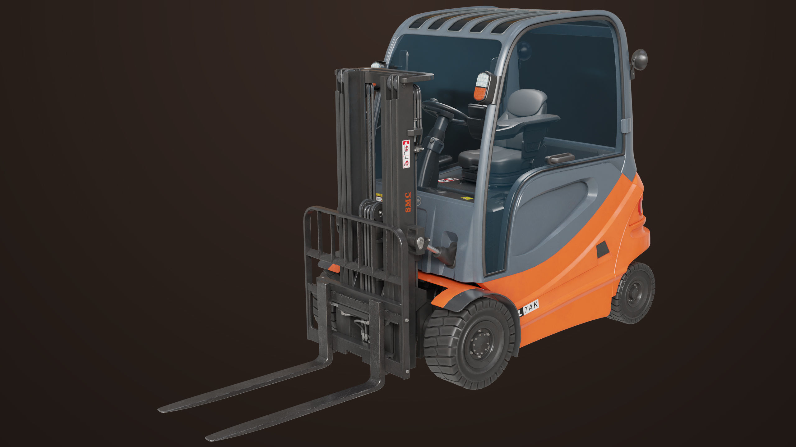 Forklift Truck 01 Orange All PBR Unity UE Textures Low-poly 3D model_2