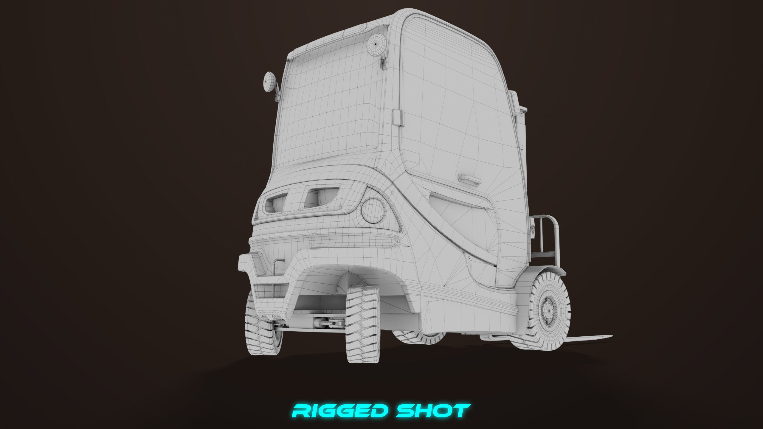 Forklift Truck 01 Orange All PBR Unity UE Textures Low-poly 3D model_45