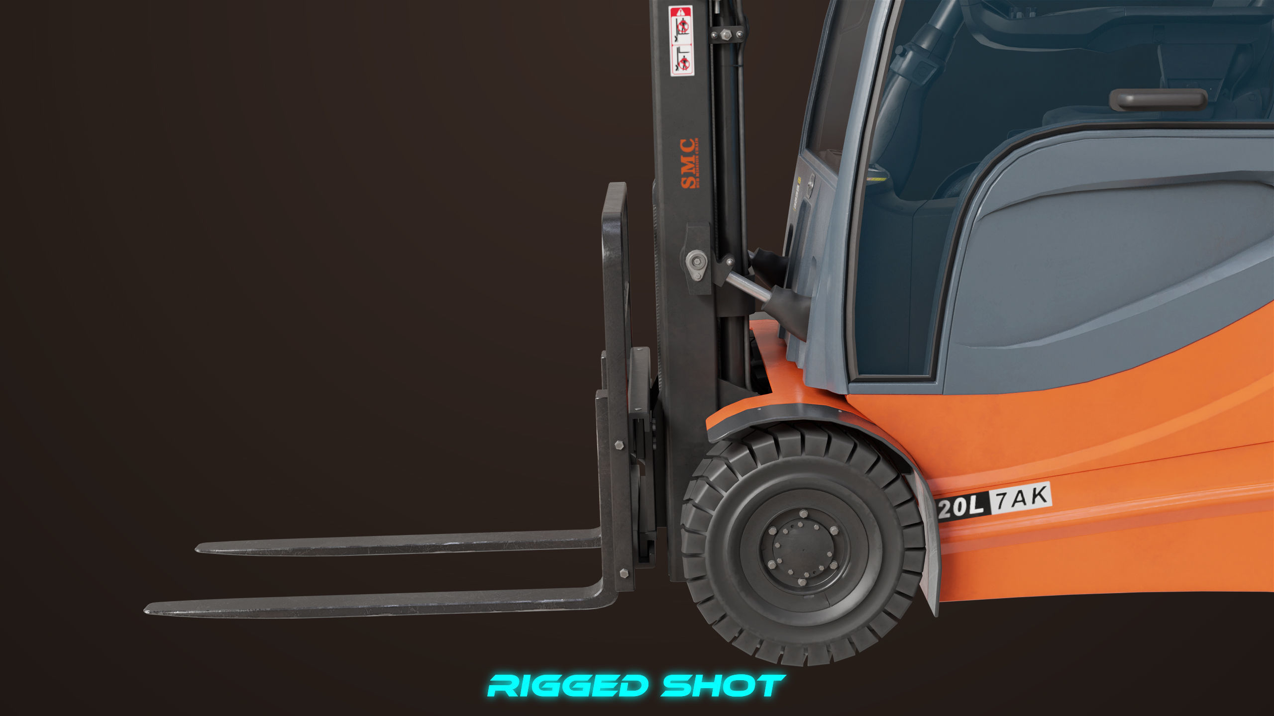 Forklift Truck 01 Orange All PBR Unity UE Textures Low-poly 3D model_25