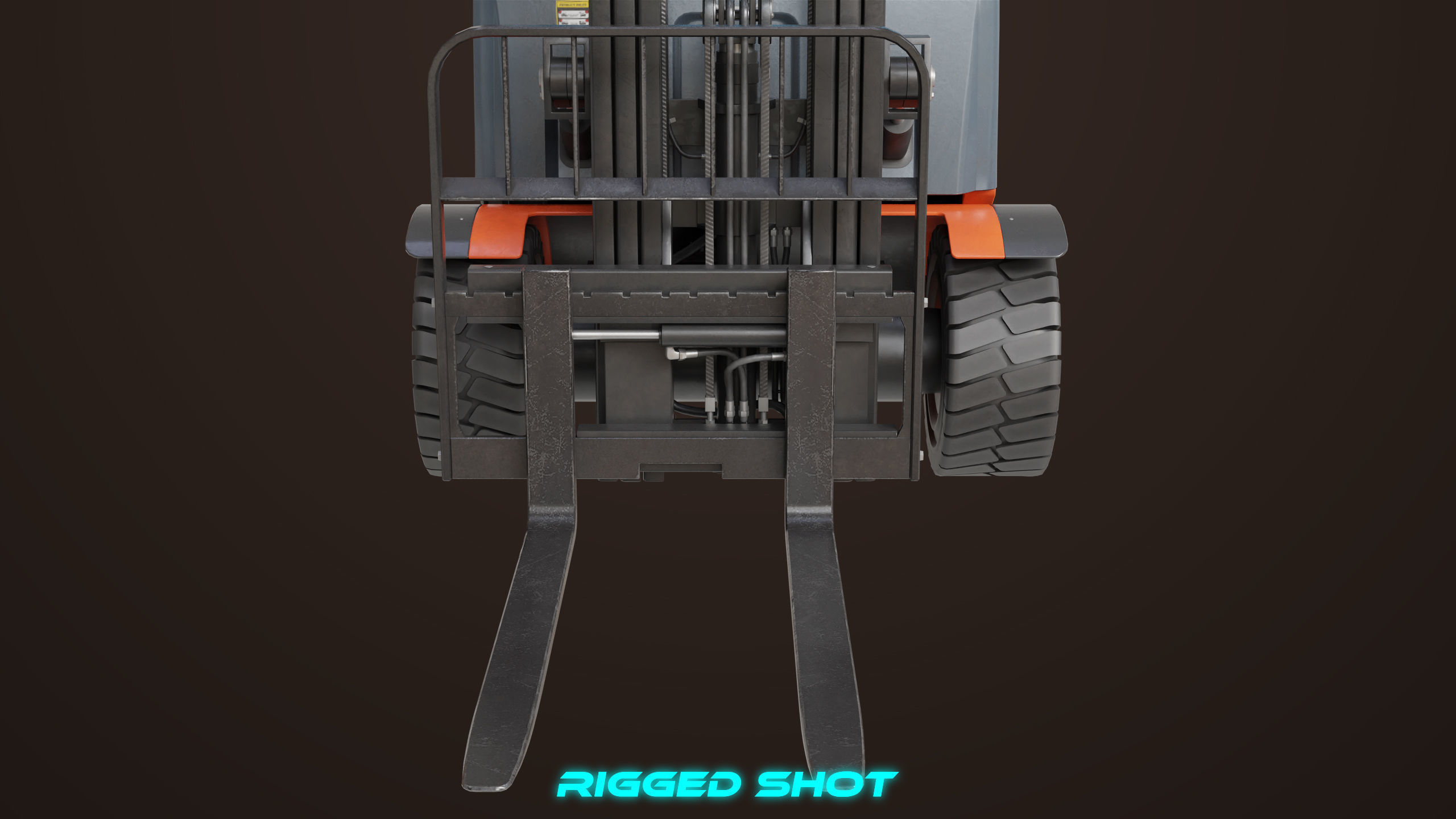 Forklift Truck 01 Orange All PBR Unity UE Textures Low-poly 3D model_9