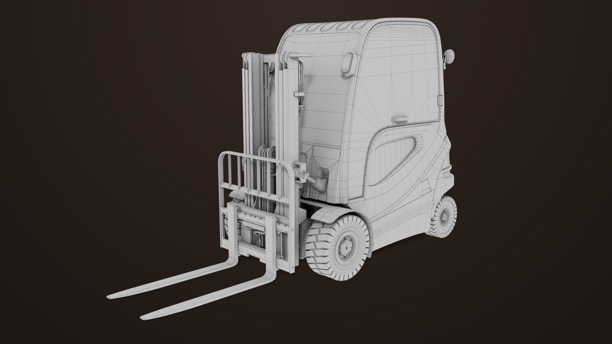 Forklift Truck 01 Orange All PBR Unity UE Textures Low-poly 3D model_36