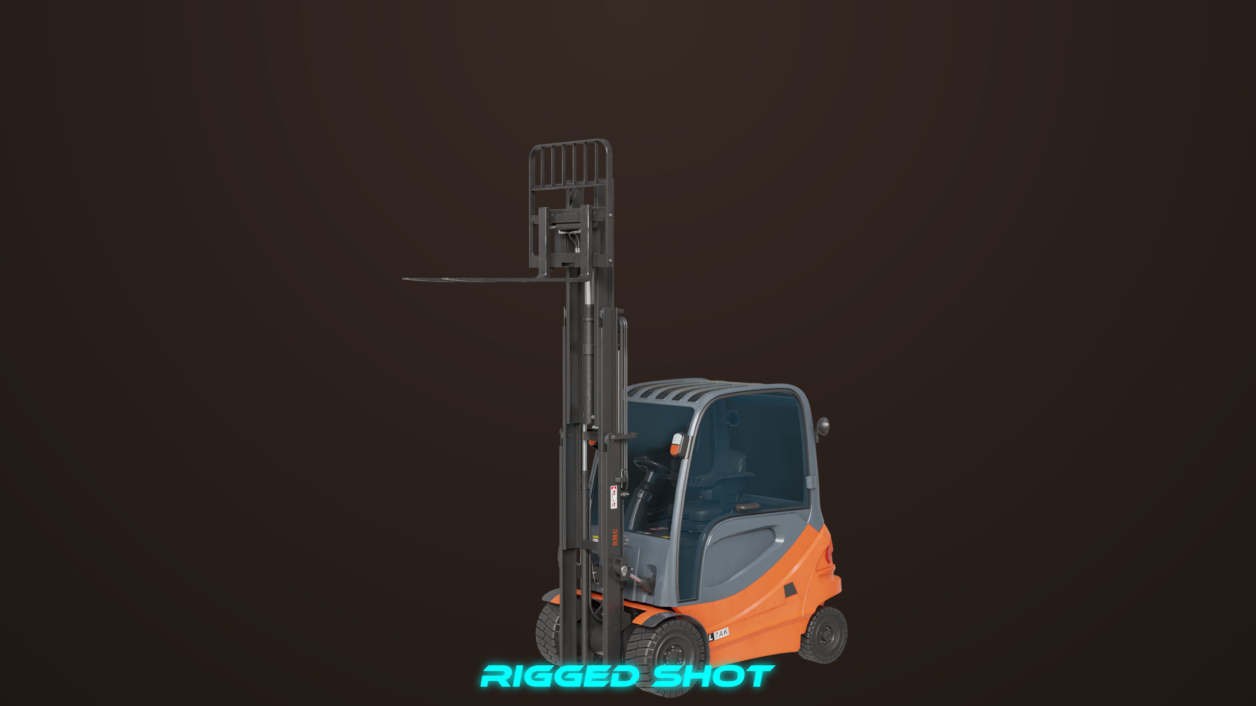 Forklift Truck 01 Orange All PBR Unity UE Textures Low-poly 3D model_7