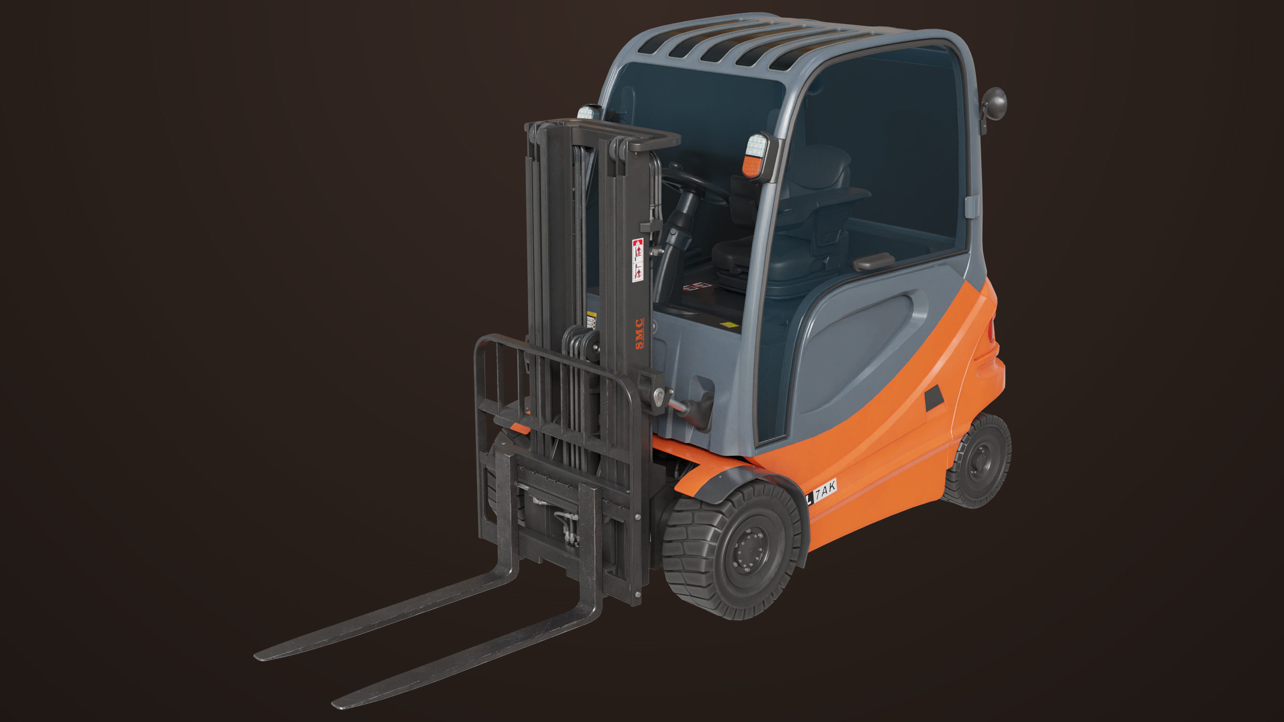 Forklift Truck 01 Orange All PBR Unity UE Textures Low-poly 3D model_18