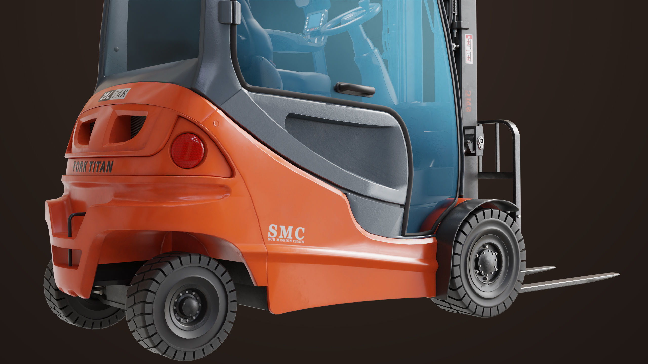 Forklift Truck 01 Orange All PBR Unity UE Textures Low-poly 3D model_15