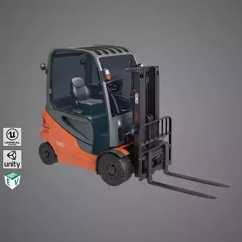 Forklift Truck 01 Orange All PBR Unity UE Textures Low-poly 3D model