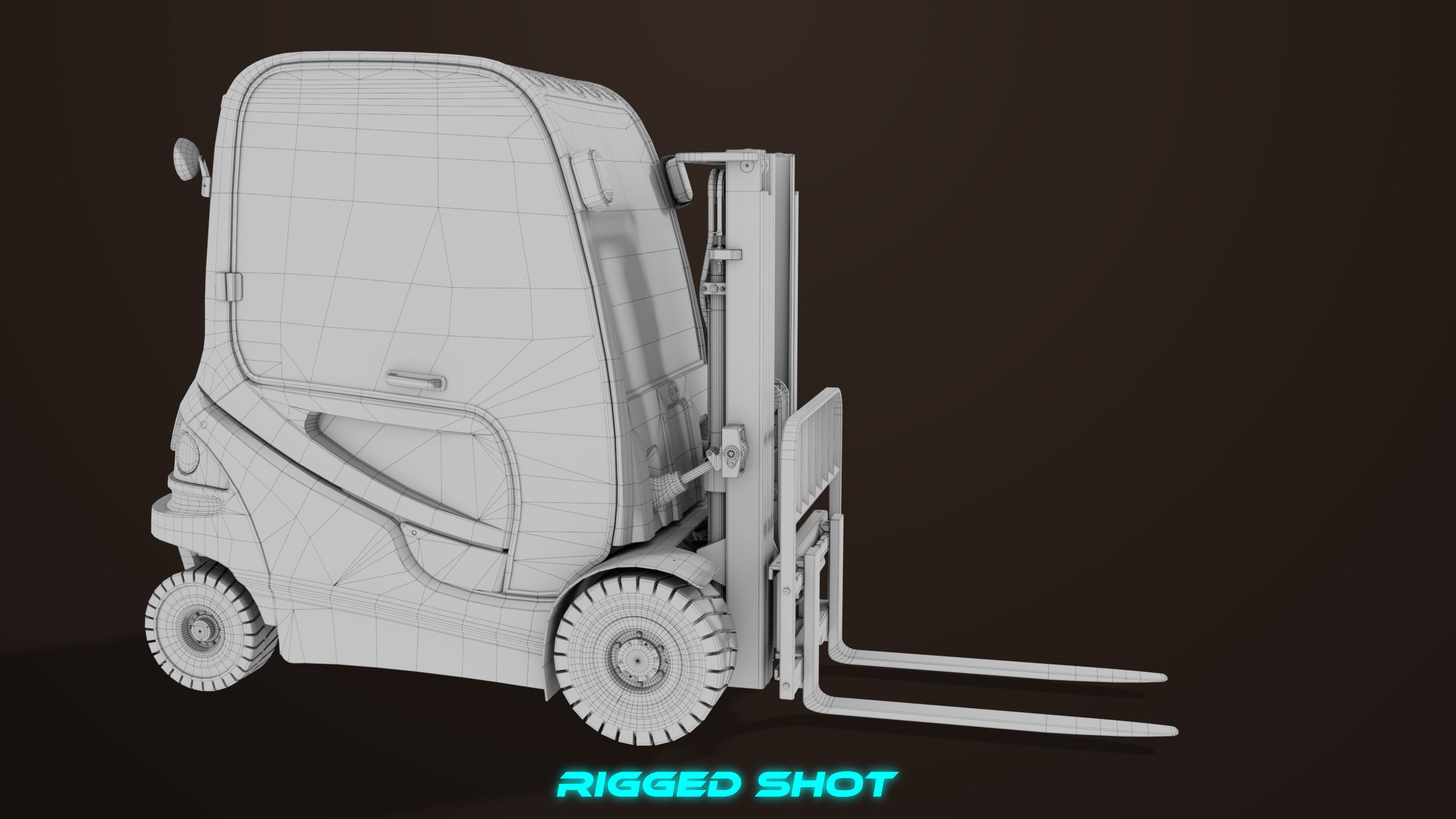 Forklift Truck 01 Orange All PBR Unity UE Textures Low-poly 3D model_54