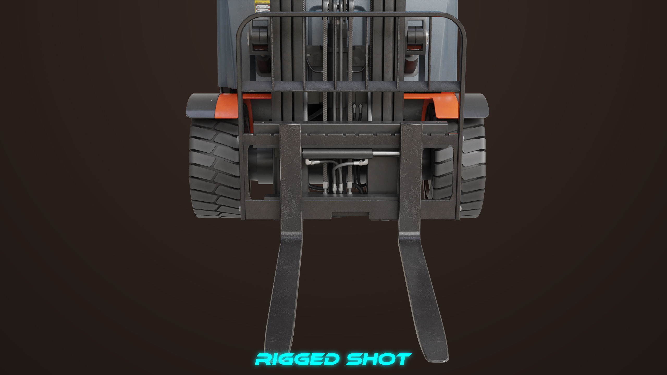 Forklift Truck 01 Orange All PBR Unity UE Textures Low-poly 3D model_21