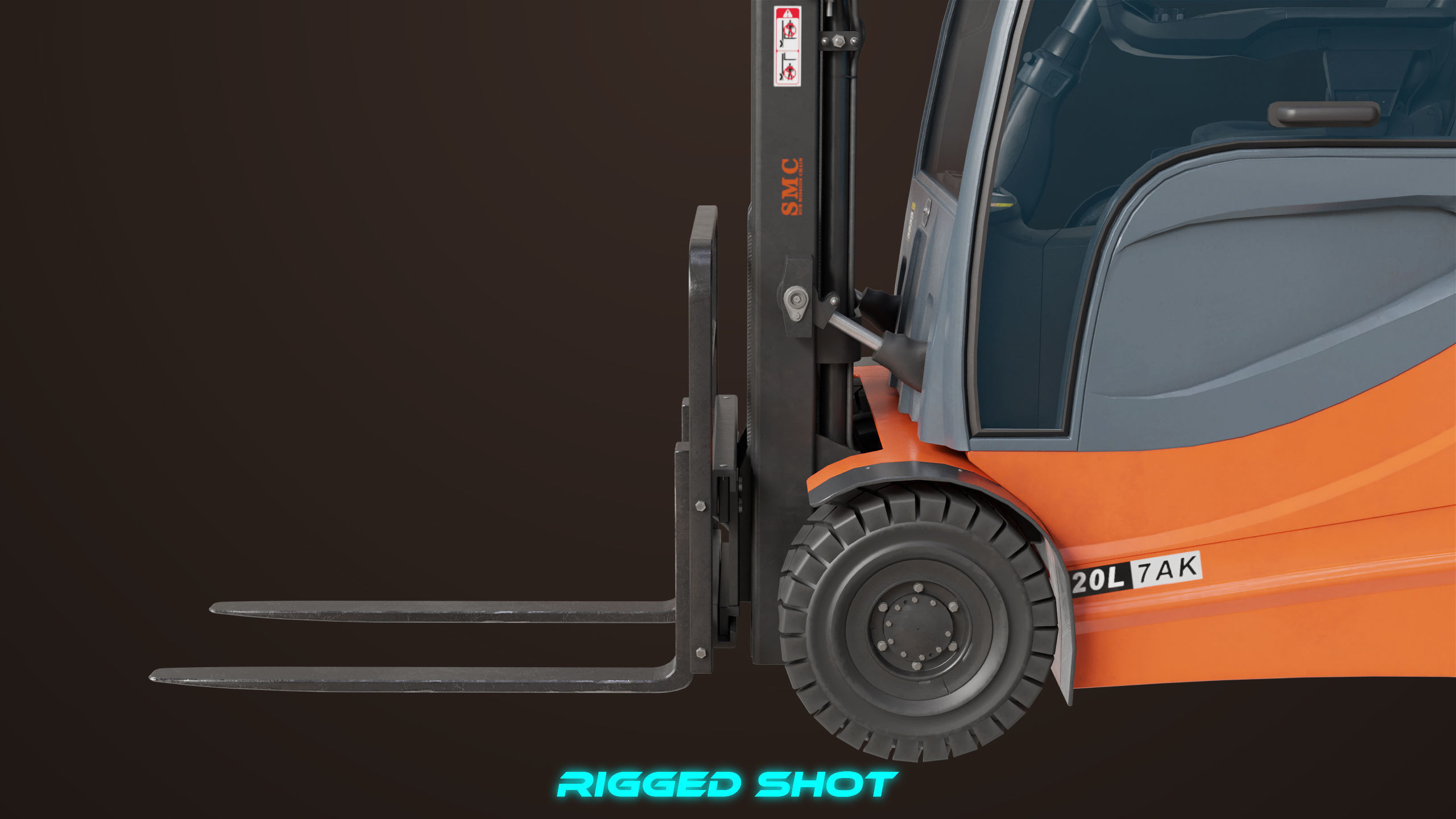 Forklift Truck 01 Orange All PBR Unity UE Textures Low-poly 3D model_24