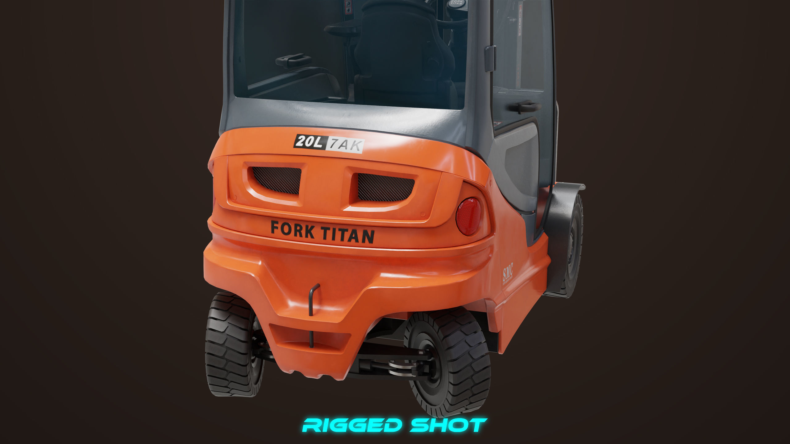 Forklift Truck 01 Orange All PBR Unity UE Textures Low-poly 3D model_31