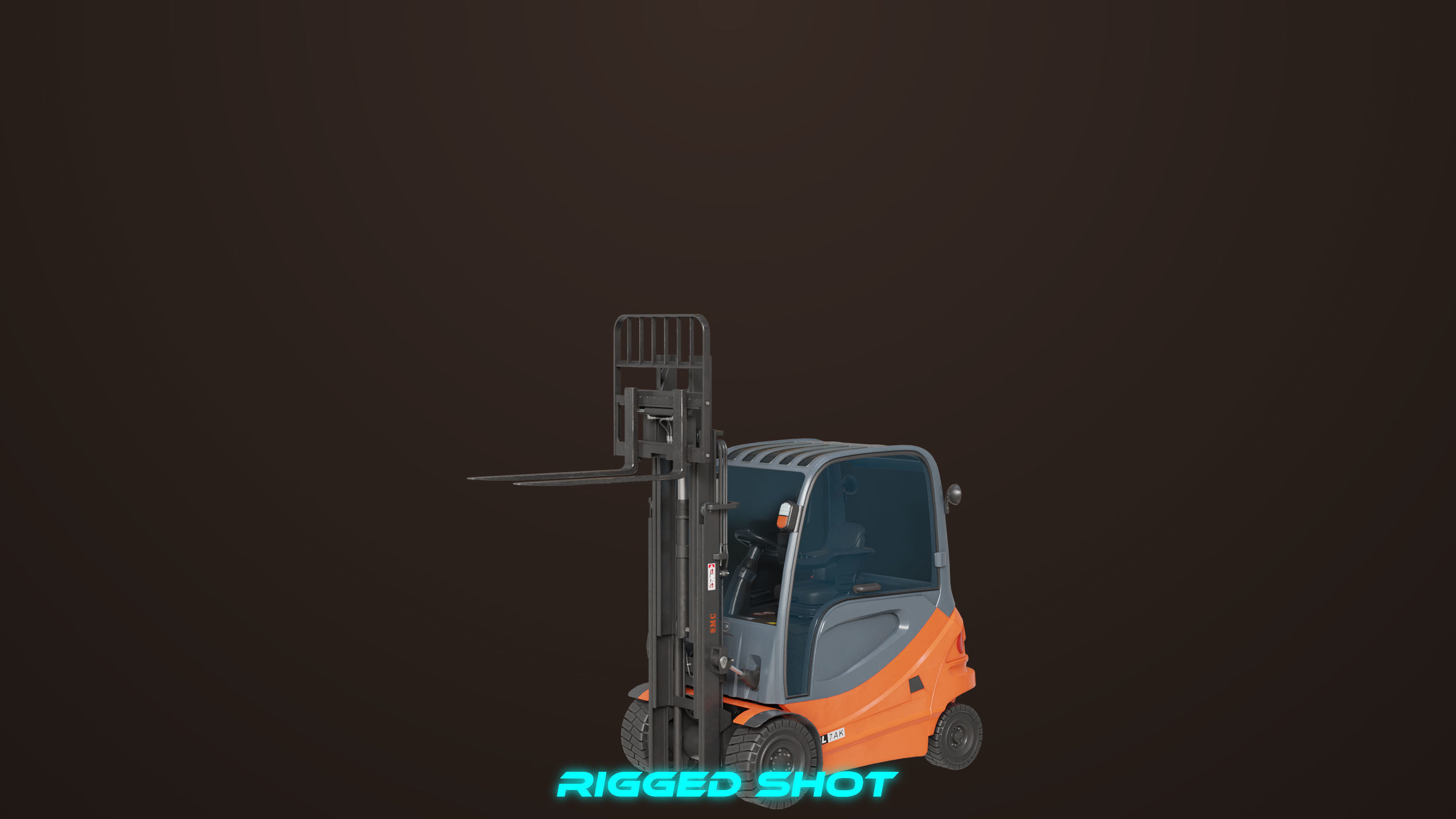 Forklift Truck 01 Orange All PBR Unity UE Textures Low-poly 3D model_6